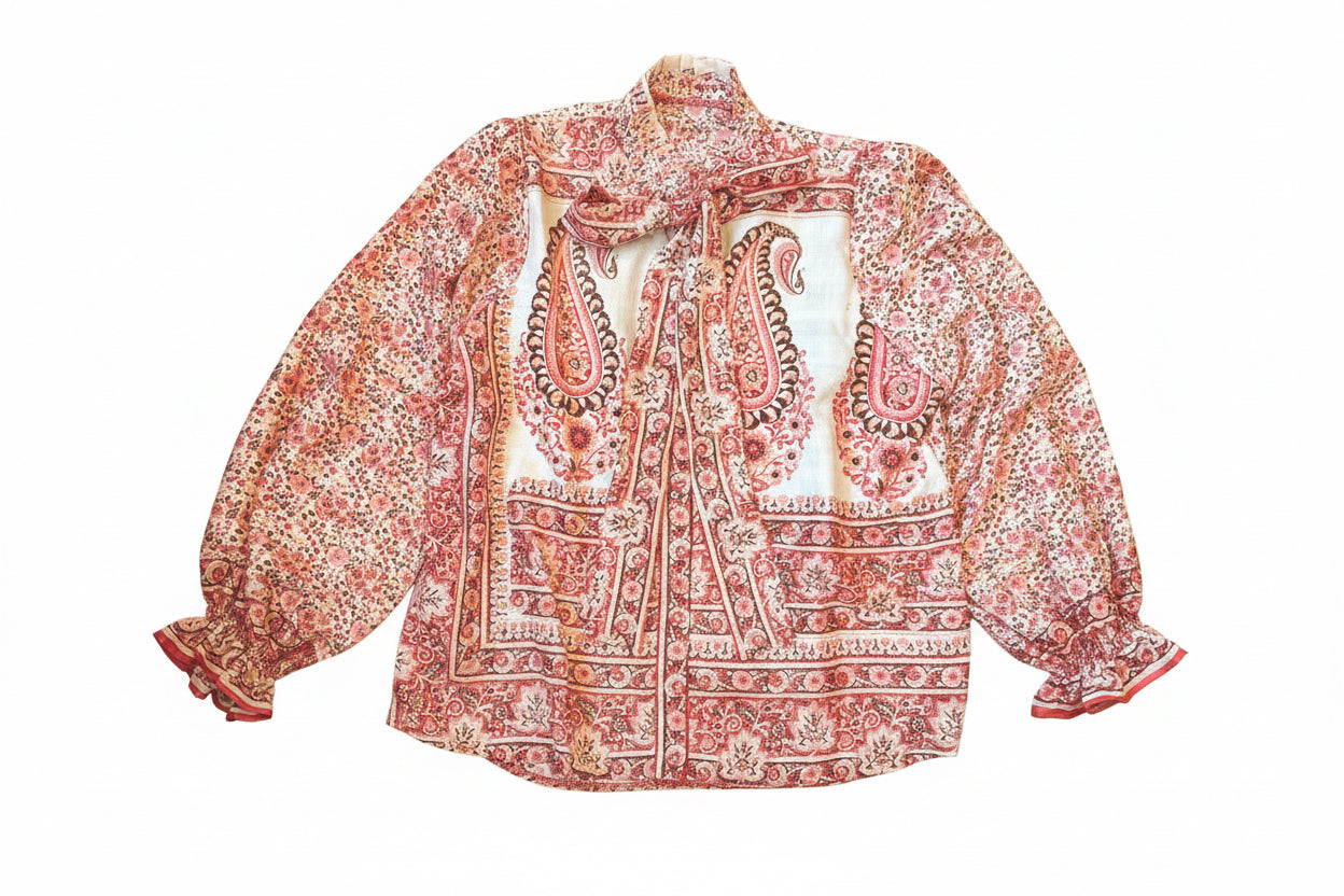 Jedwabna bluzka w duże wzory upcycling