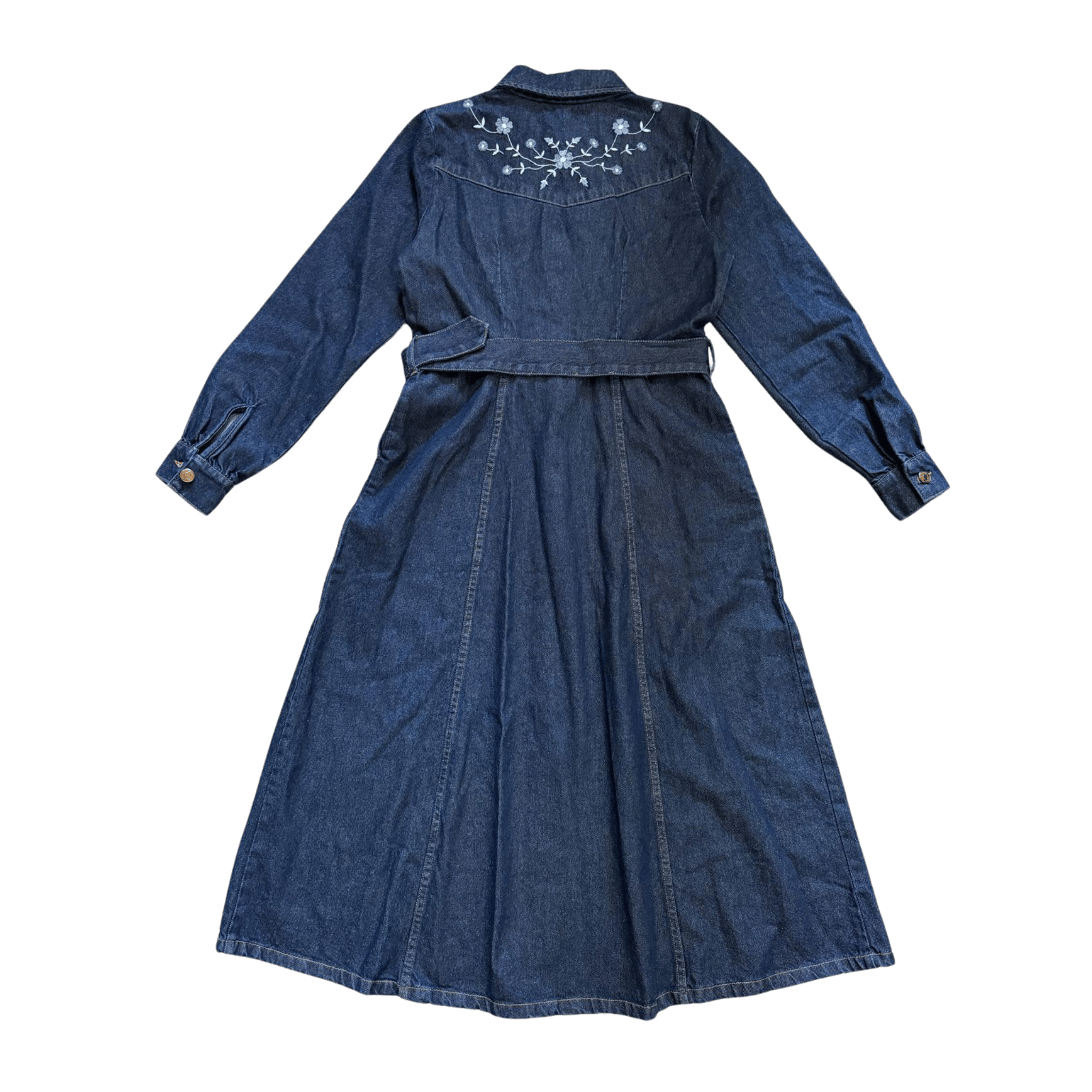 Nobody's Child Embroidered Long Denim Shirt Dress