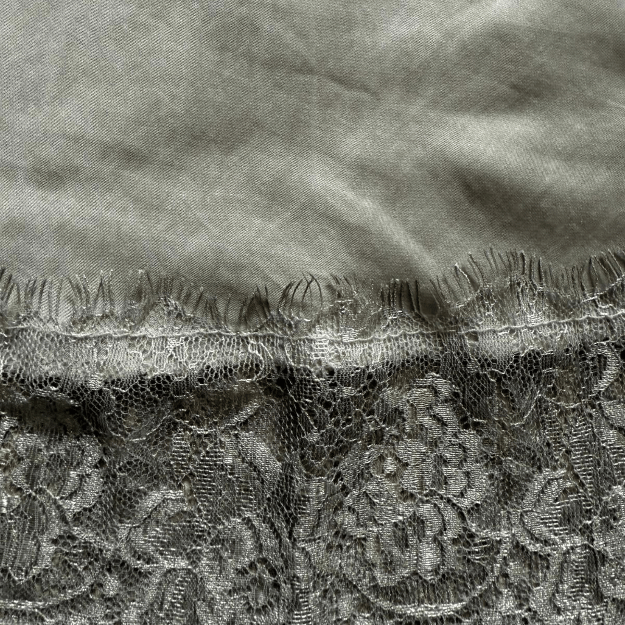 Gray satin cami with lace – feminine tank top