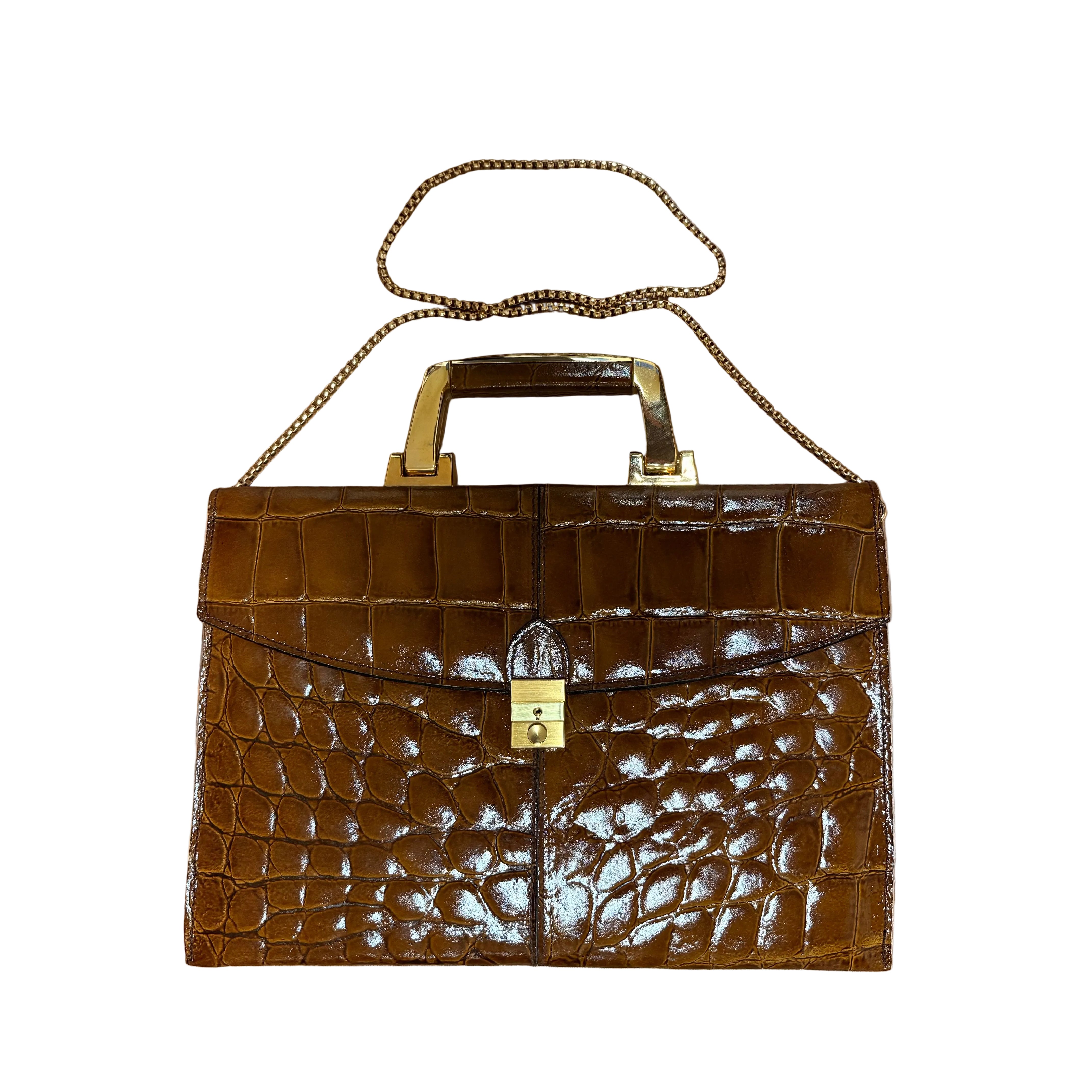 Koniakowa torebka aktówka vintage