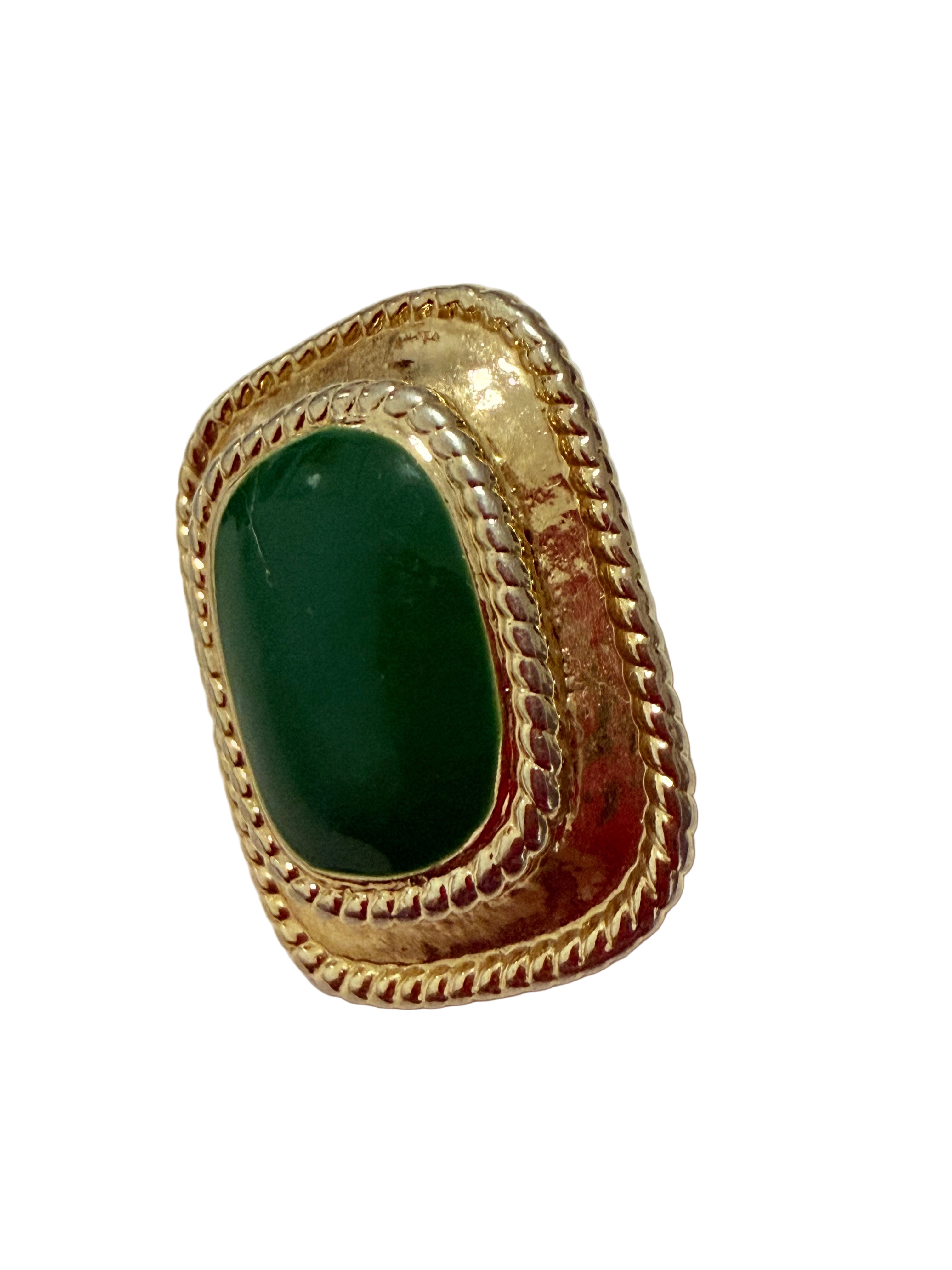 Klipsy vintage z zielonym oczkiem