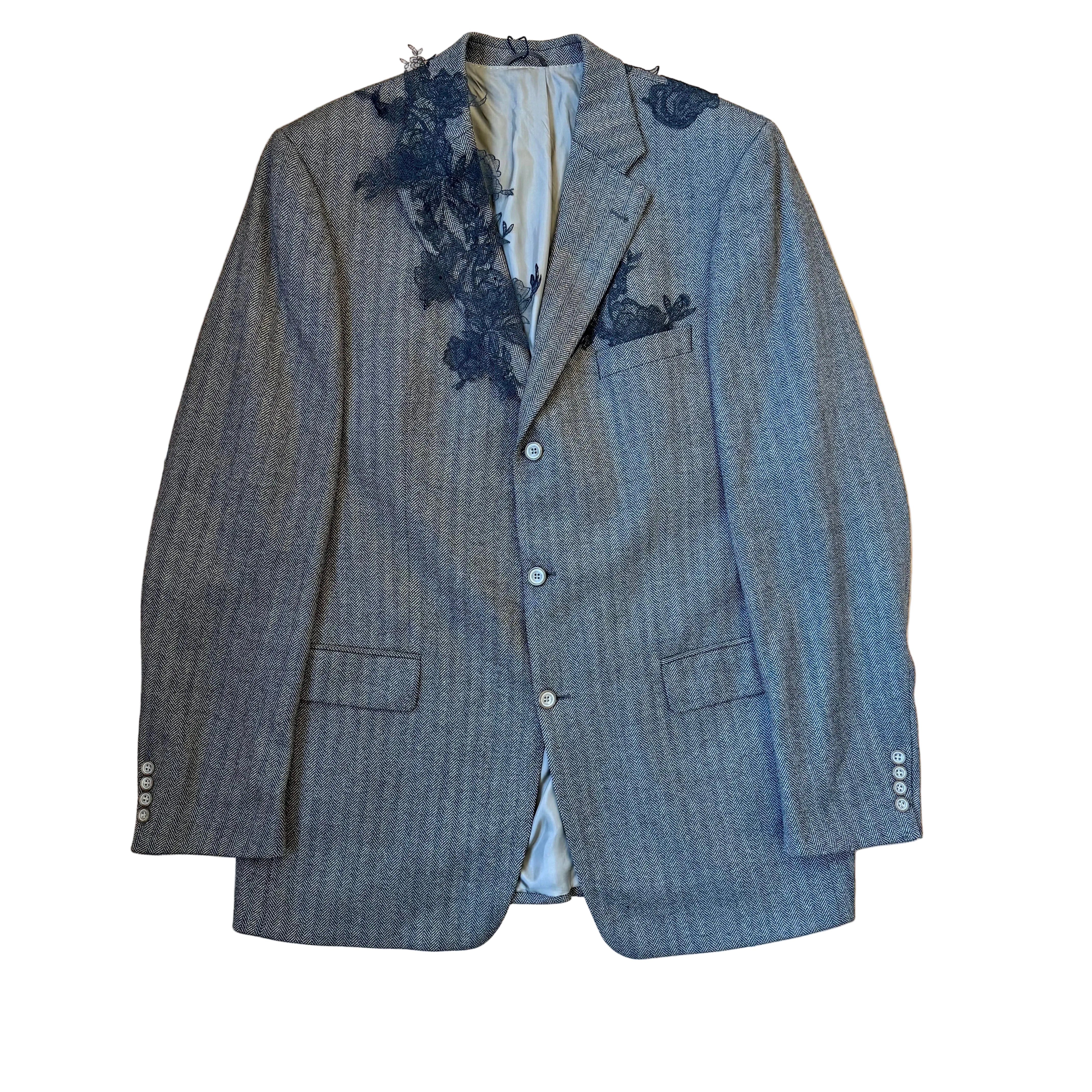 Oversizowa marynarka w jodełkę upcycling 40