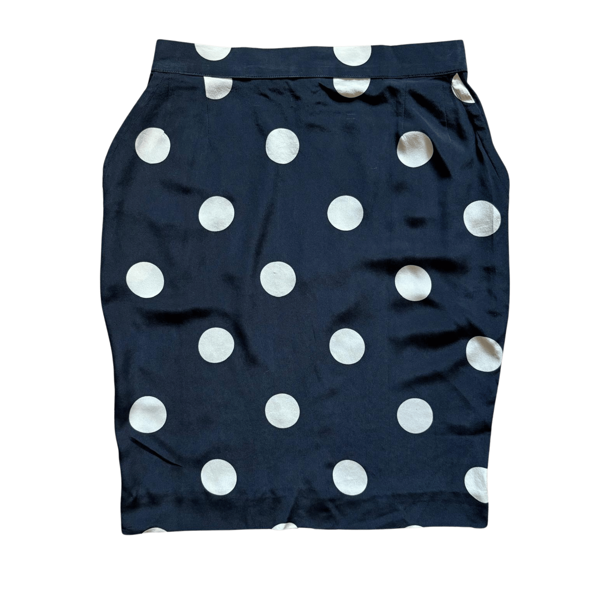 Women's black pencil skirt with white polka dots - midi, retro style