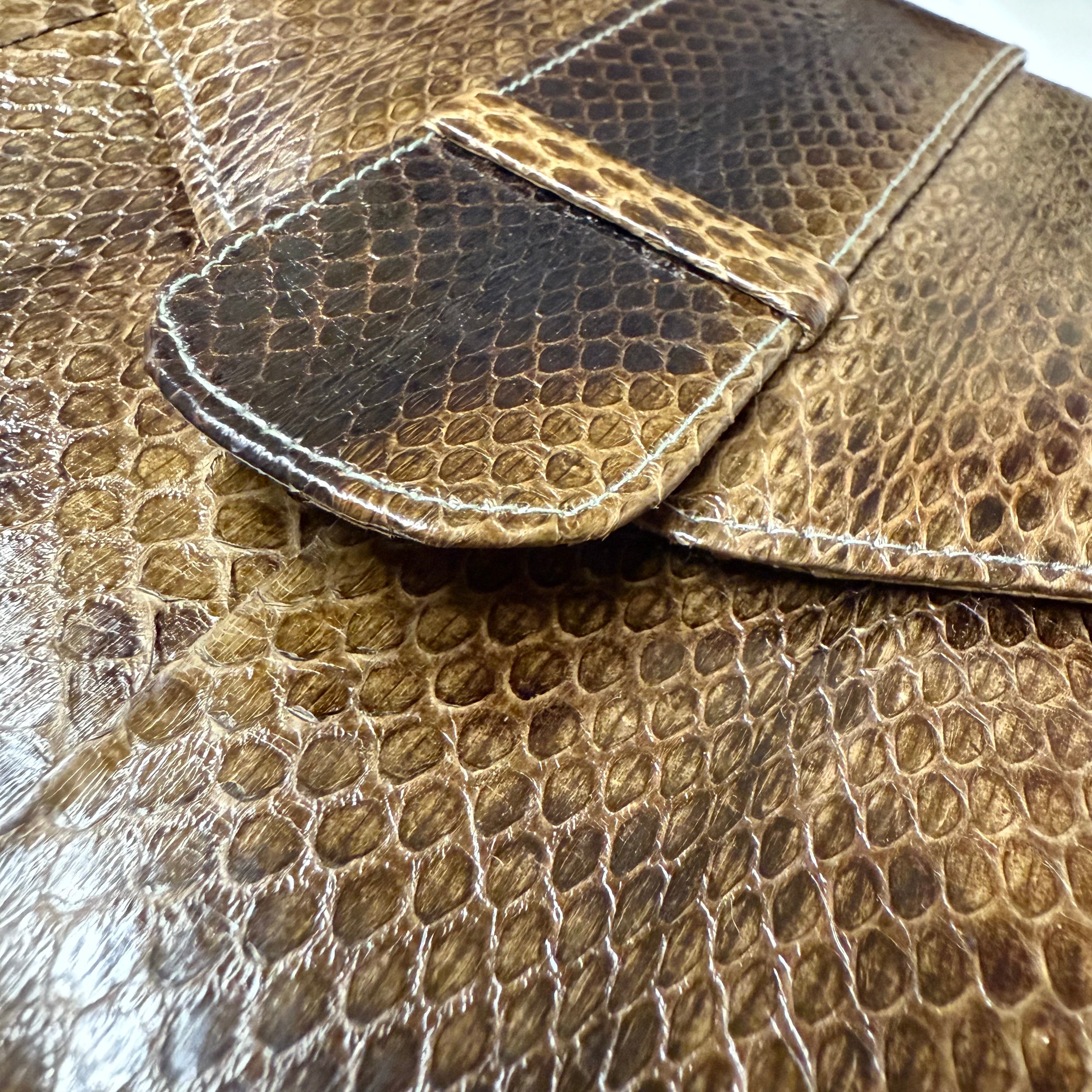 Vintage torebka ze skóry zielono brązowa