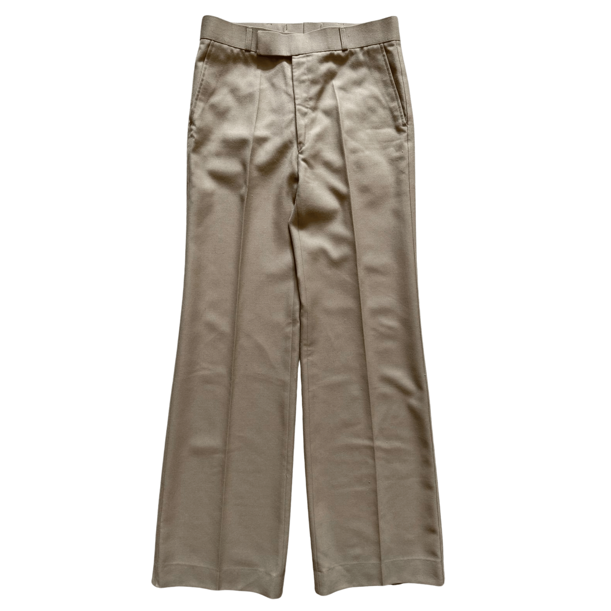 Beige women's elegant high-waisted trousers with straight legs - a classic cut