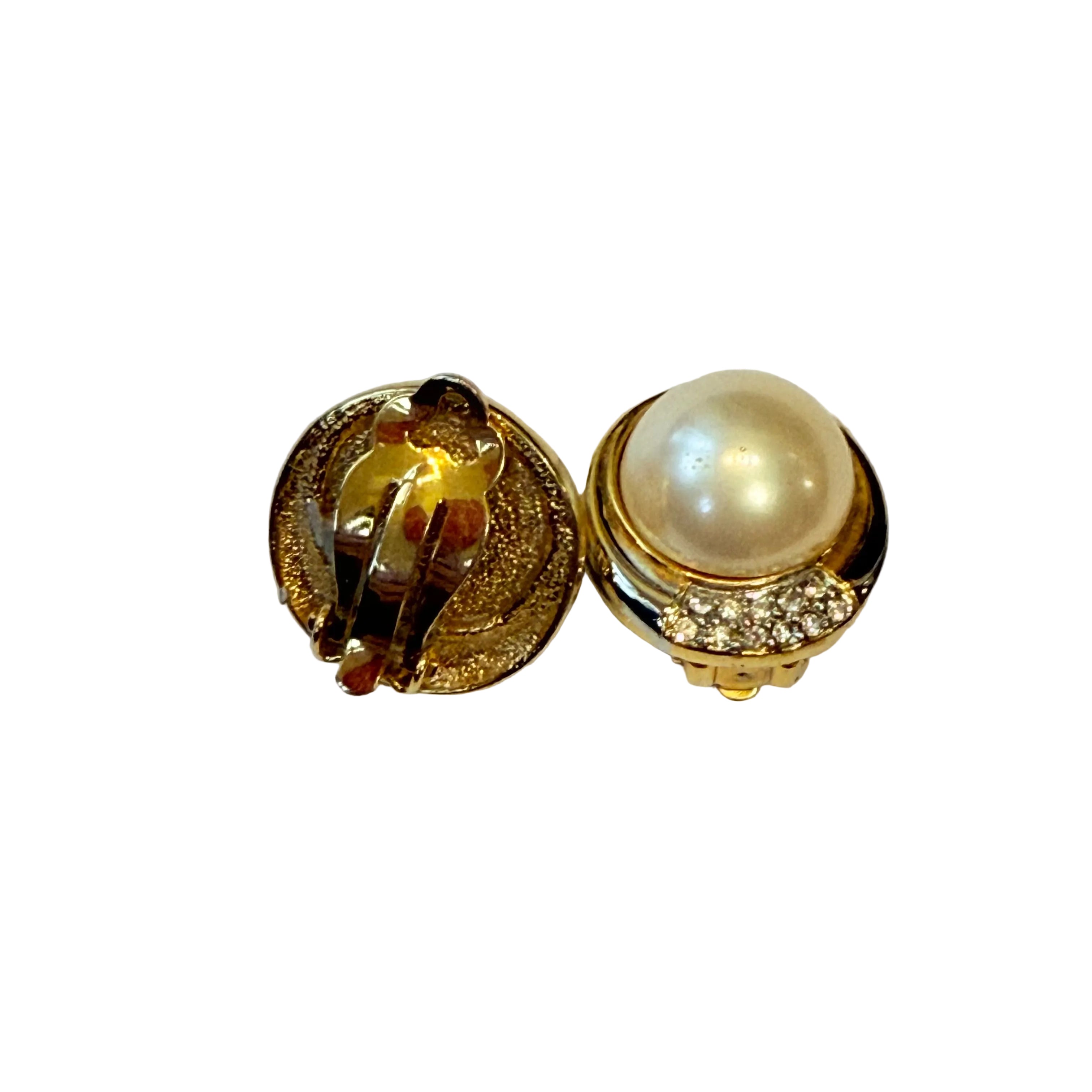 Vintage klipsy z dużą perłą