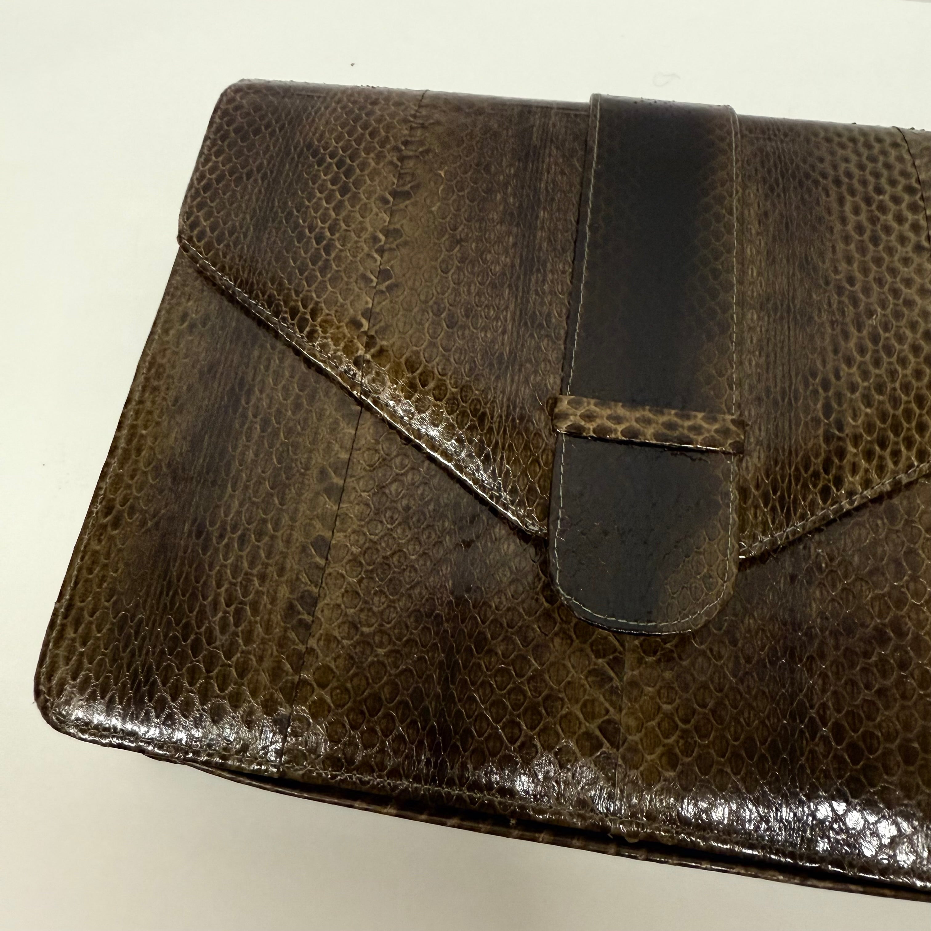 Vintage torebka ze skóry zielono brązowa