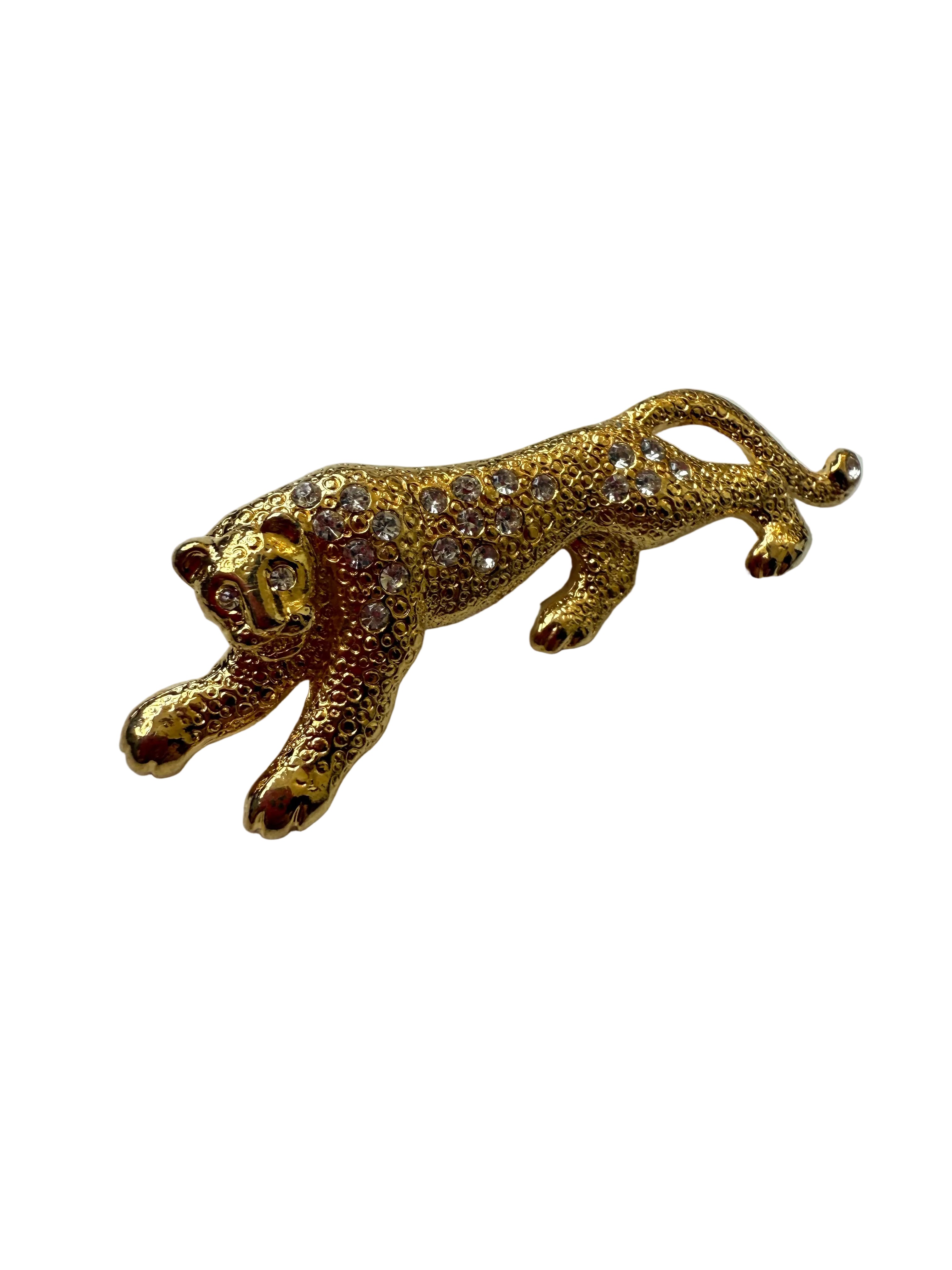 Broszka złoty dziki kot