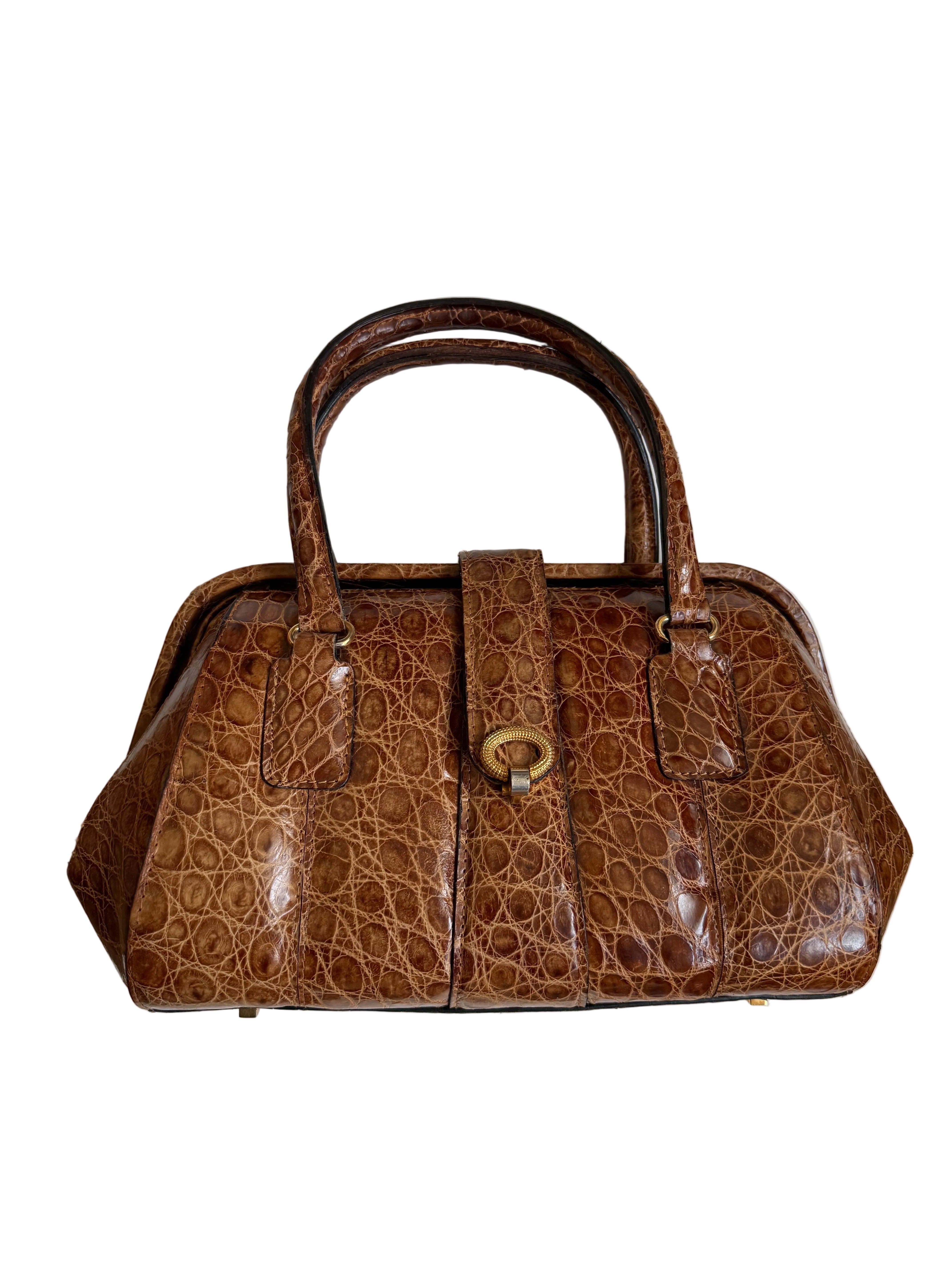 Vintage mały kuferek ze skóry