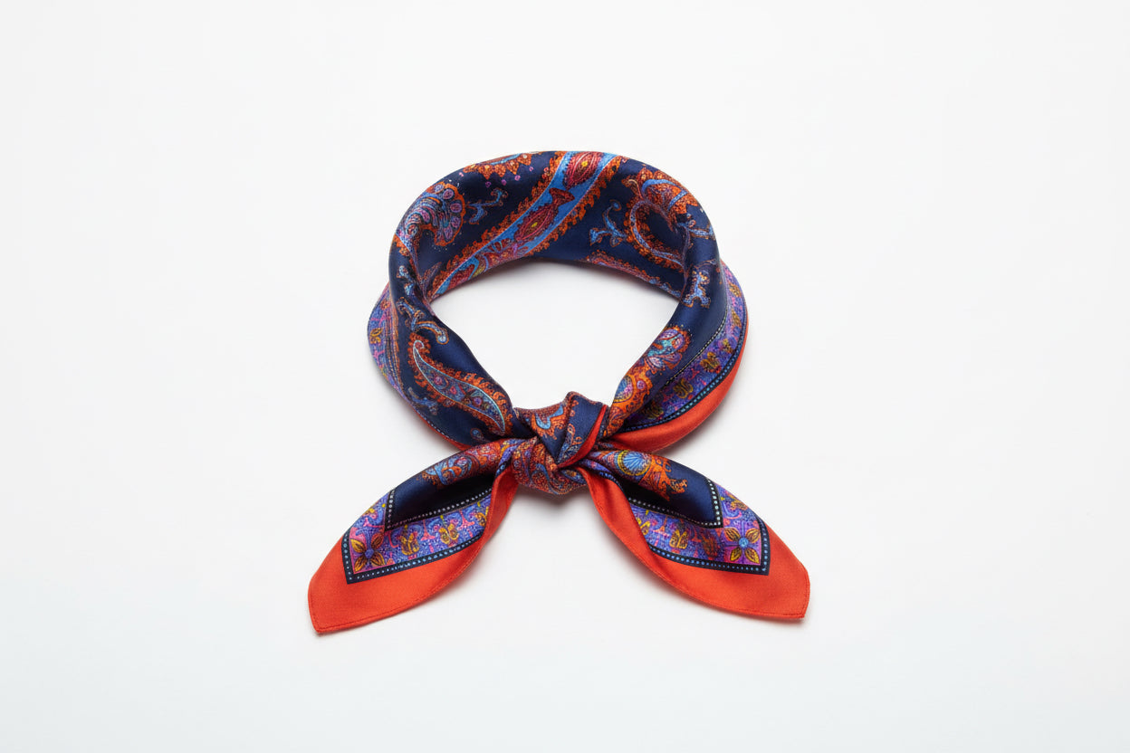 Duża jedwabna apaszka vintage