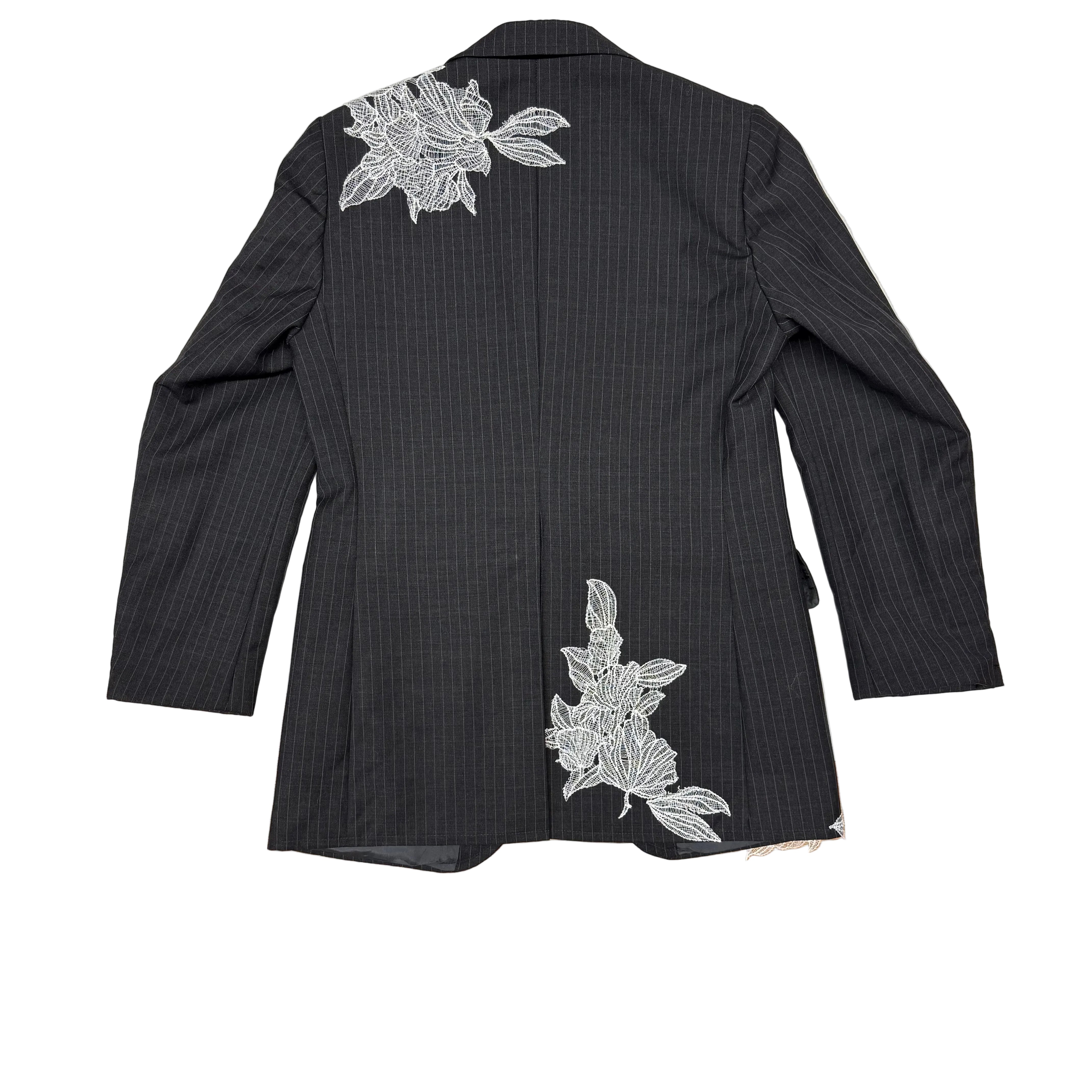 Marynarka grafitowa z aplikacjami-upcycling