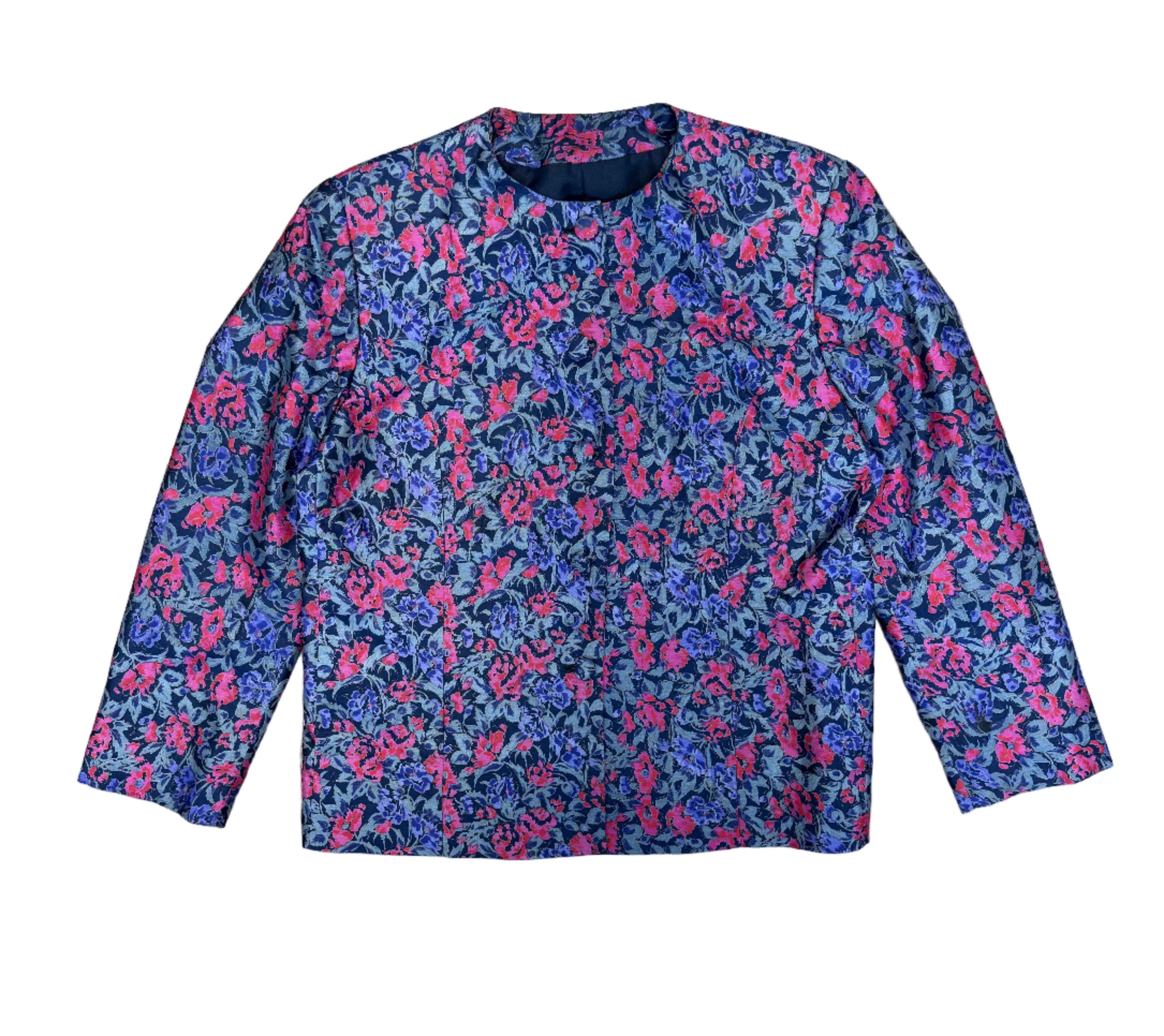 Jedwabny żakiet vintage w kwiaty