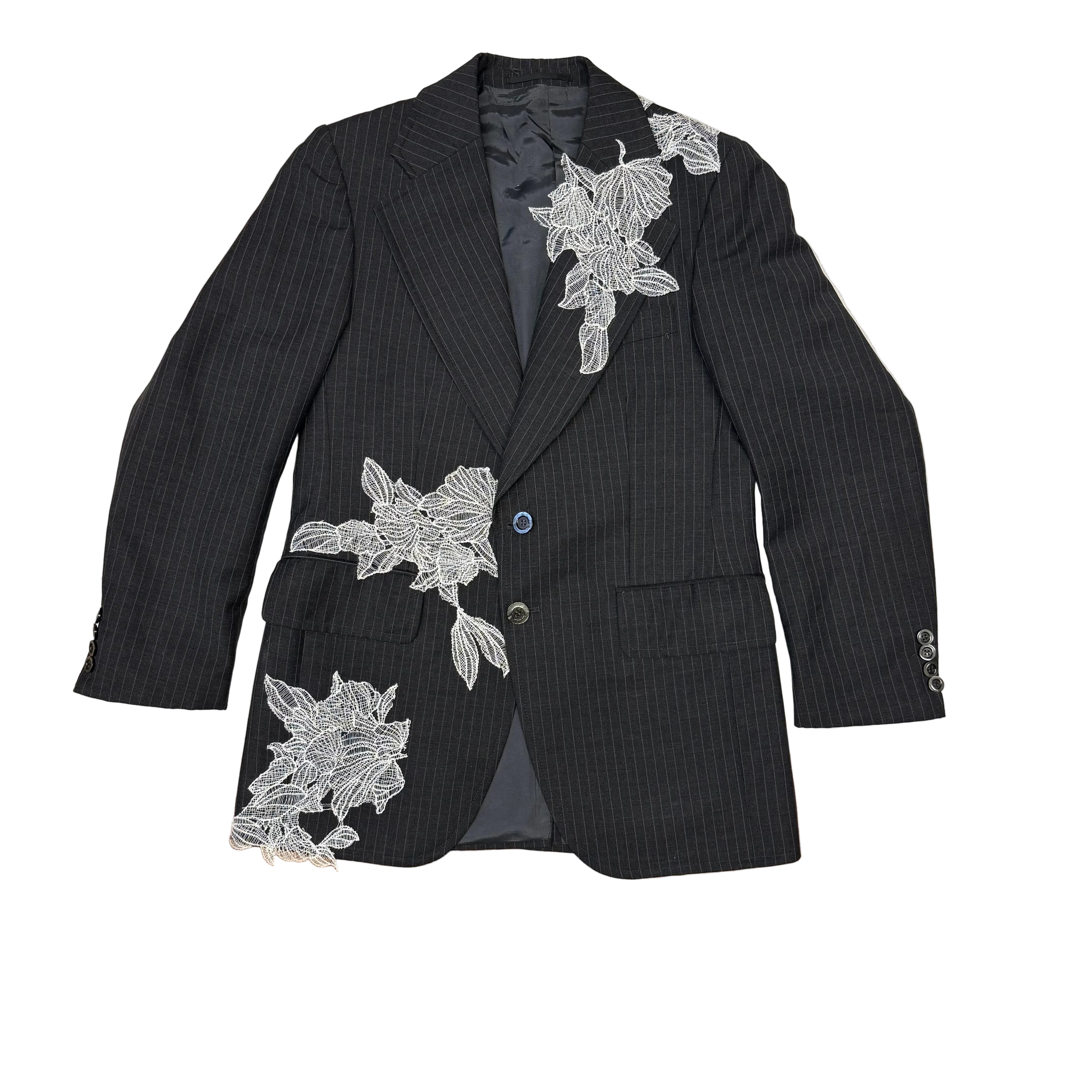 Marynarka grafitowa z aplikacjami-upcycling