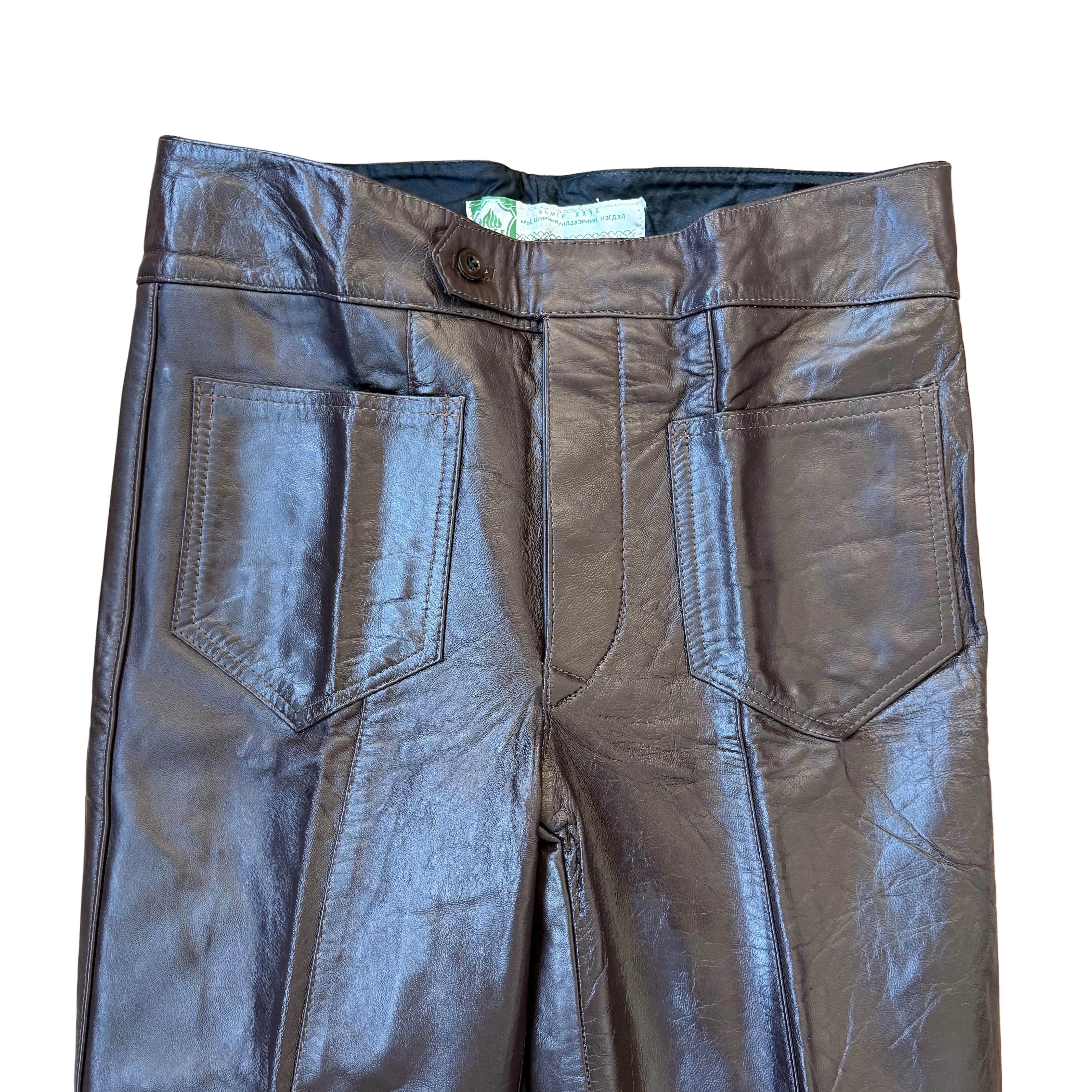 Spodnie skórzane czekoladowe