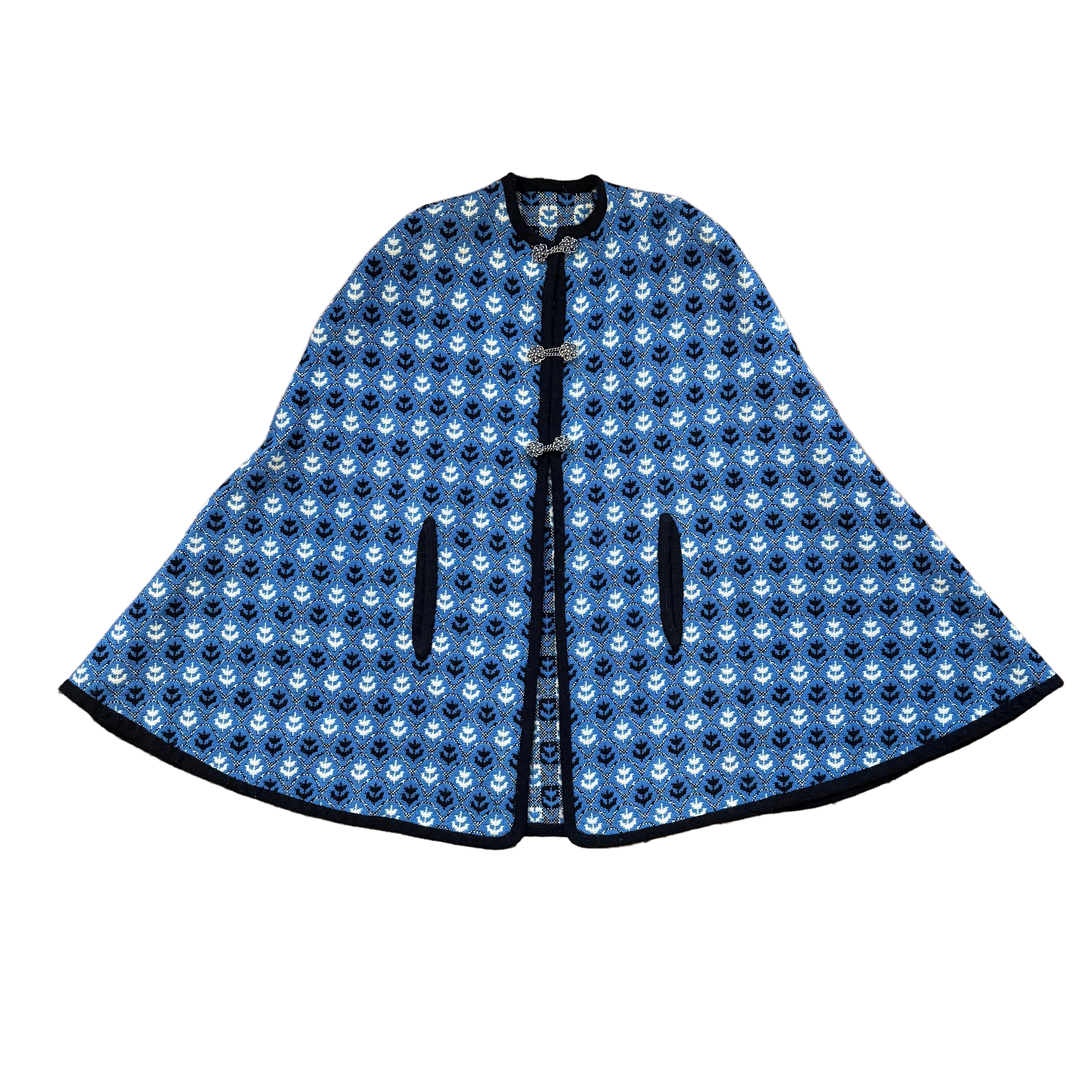 Dwustronna vintage peleryna z wełny