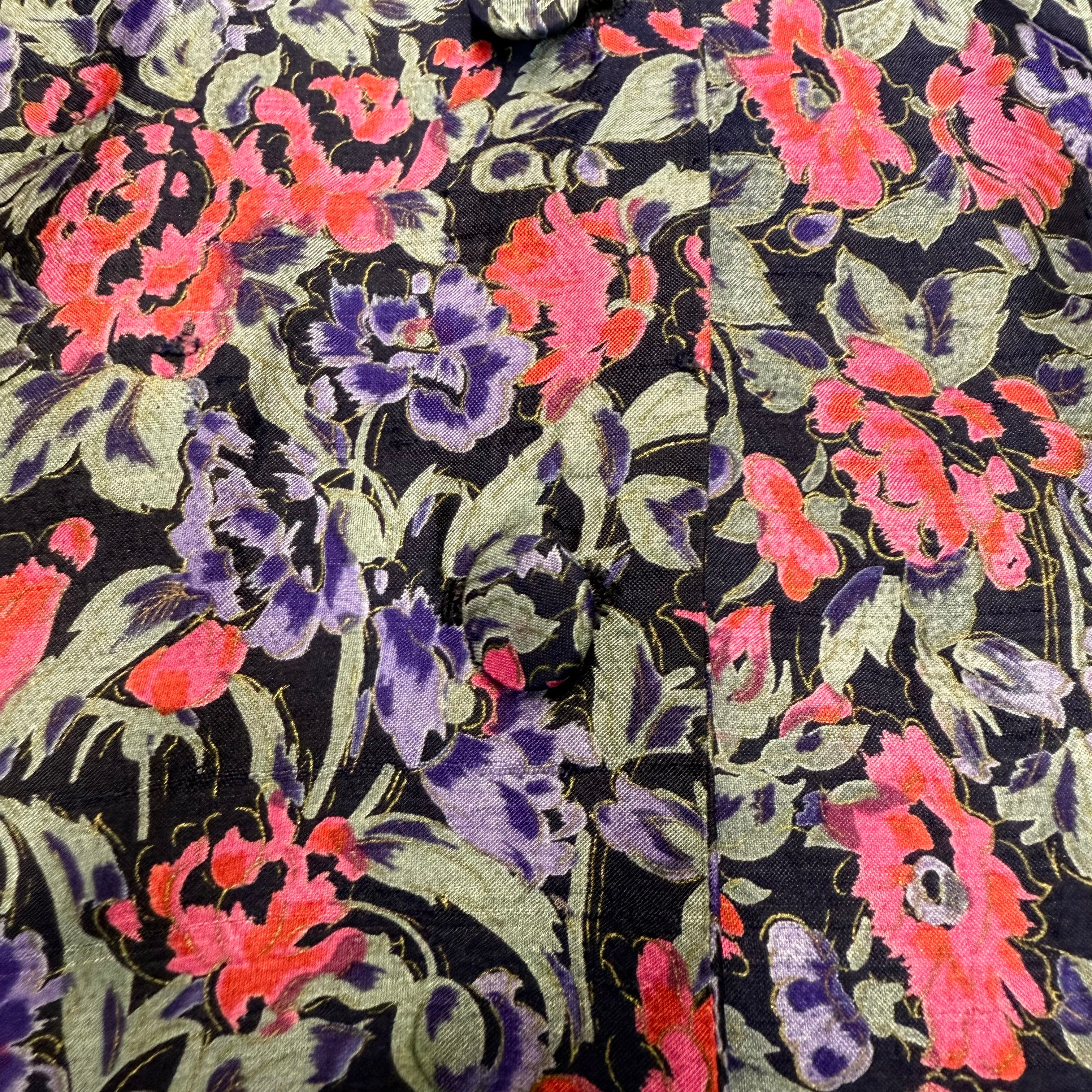 Jedwabny żakiet vintage w kwiaty