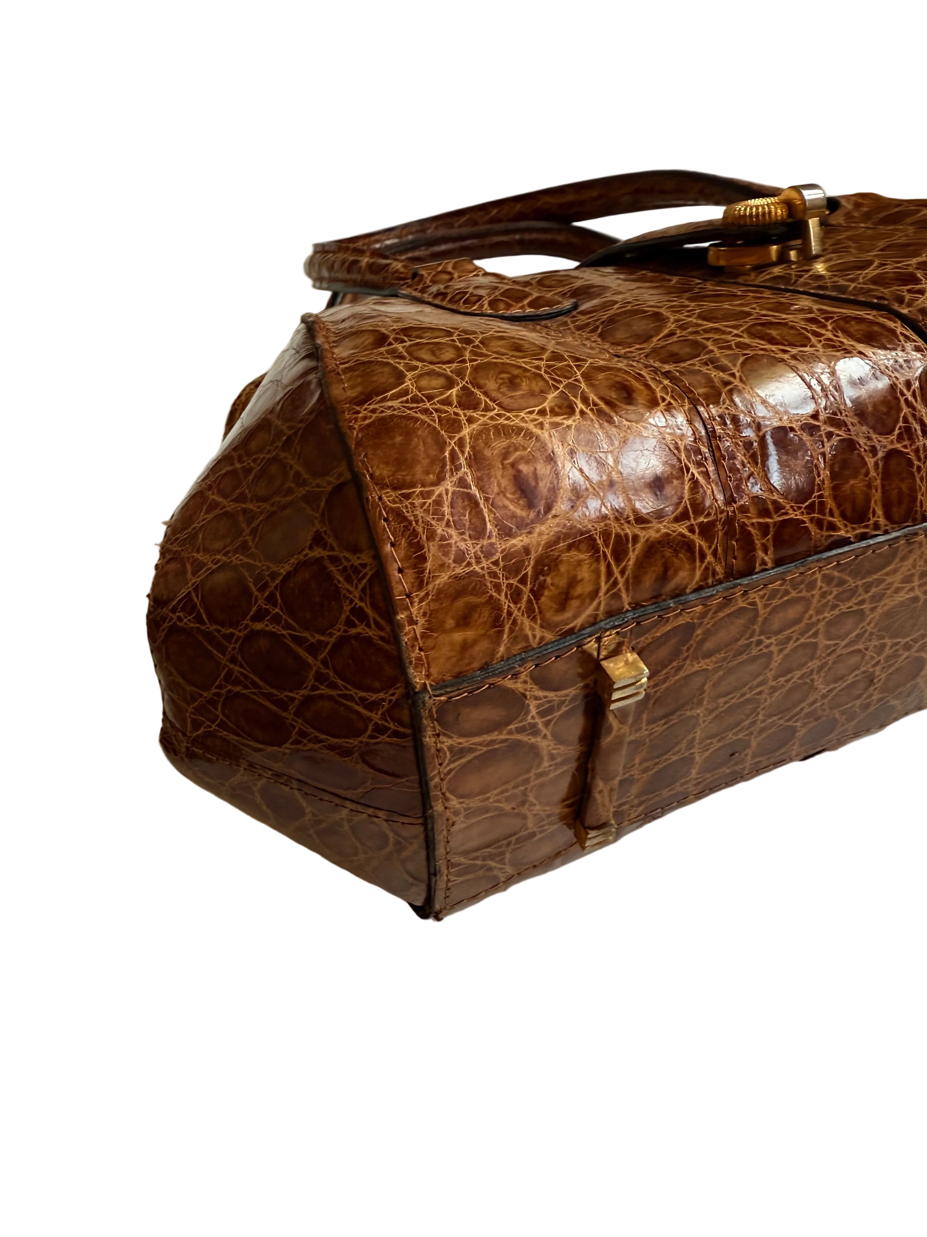 Vintage mały kuferek ze skóry