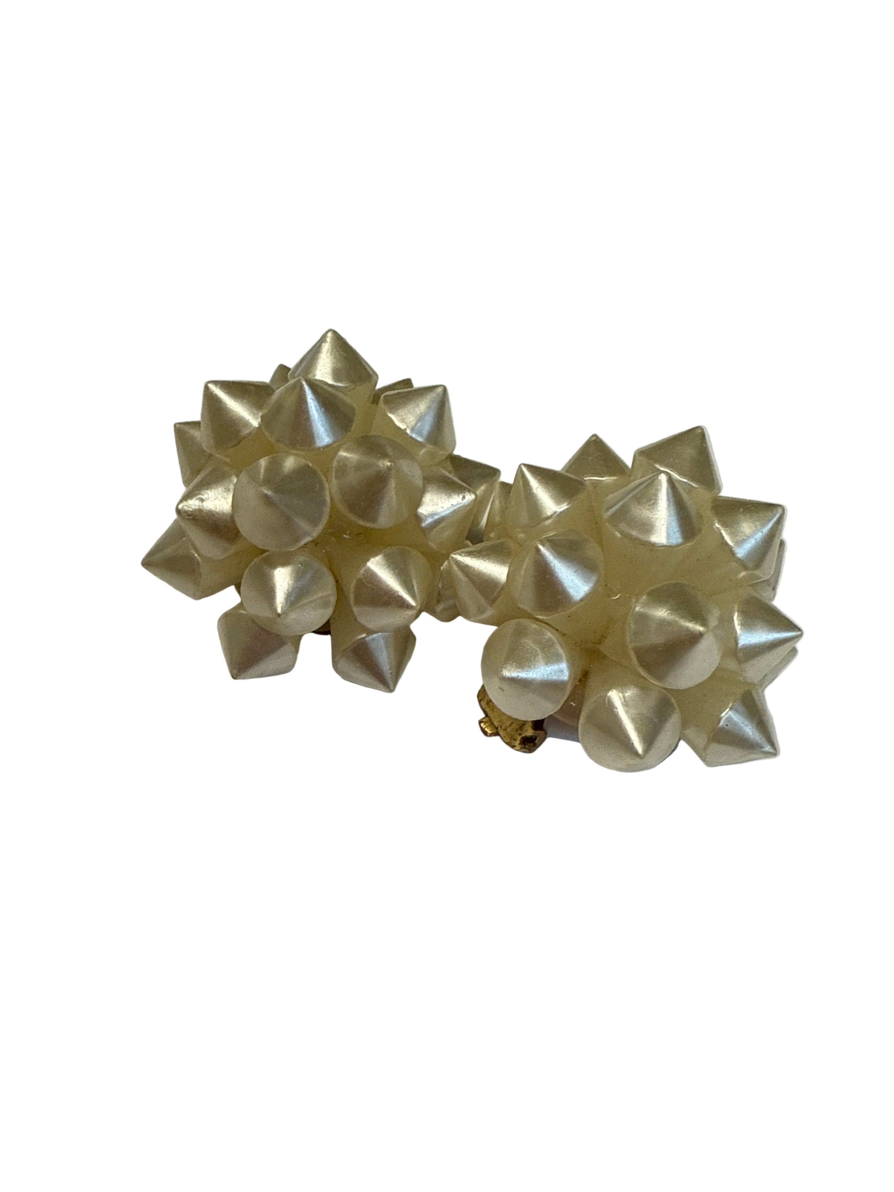 Duże vintage klipsy perłowe