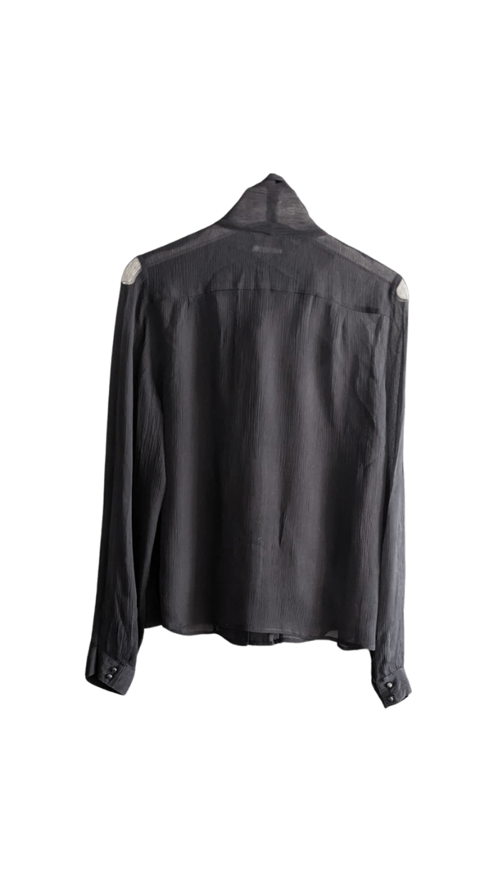 Elegancka czarna transparentna koszula z wiązaniem In Wear - RESTYLER