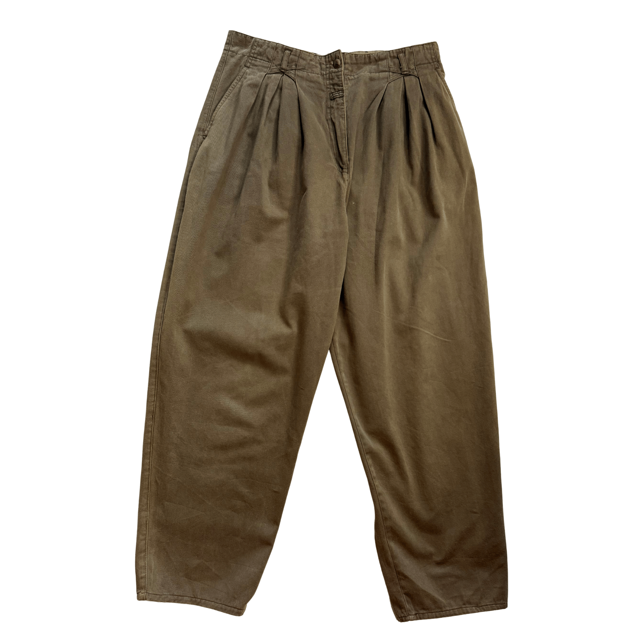 Vintage high-waisted khaki trousers – wide leg and old utility pleats