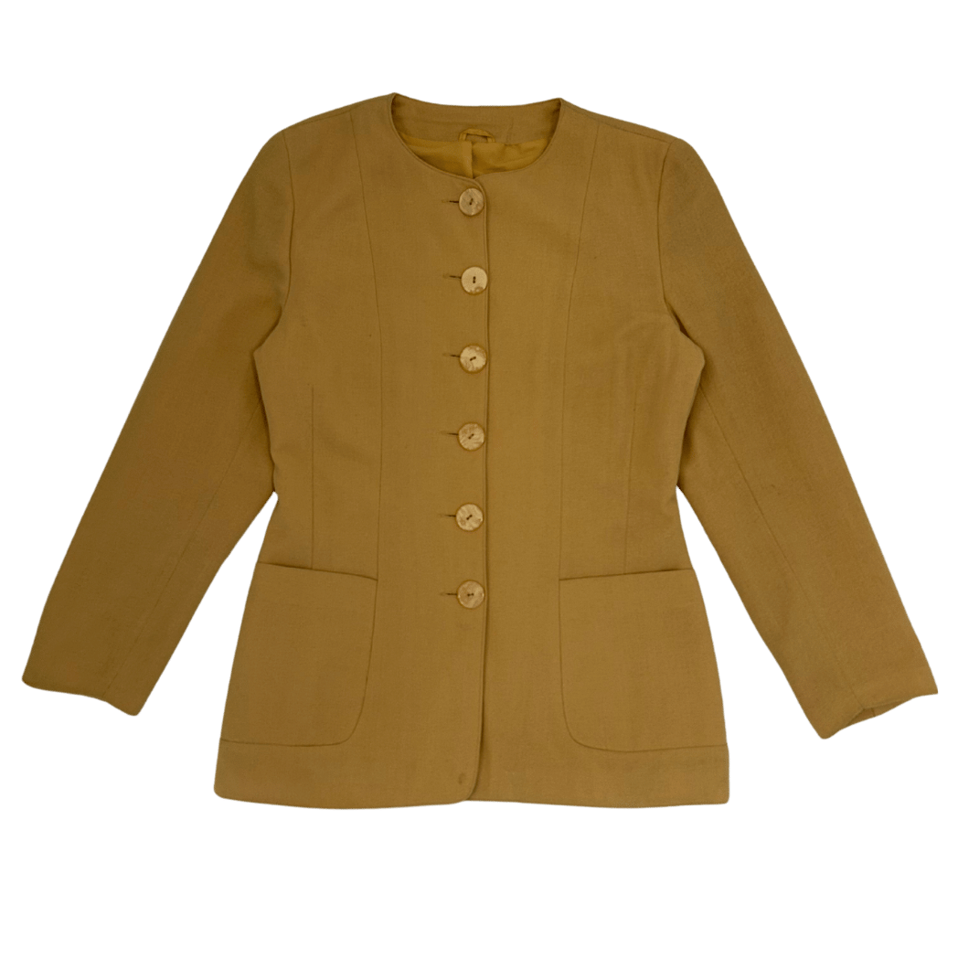 Pastelowo - żółta marynarka vintage z dużymi guzikami - RESTYLER
