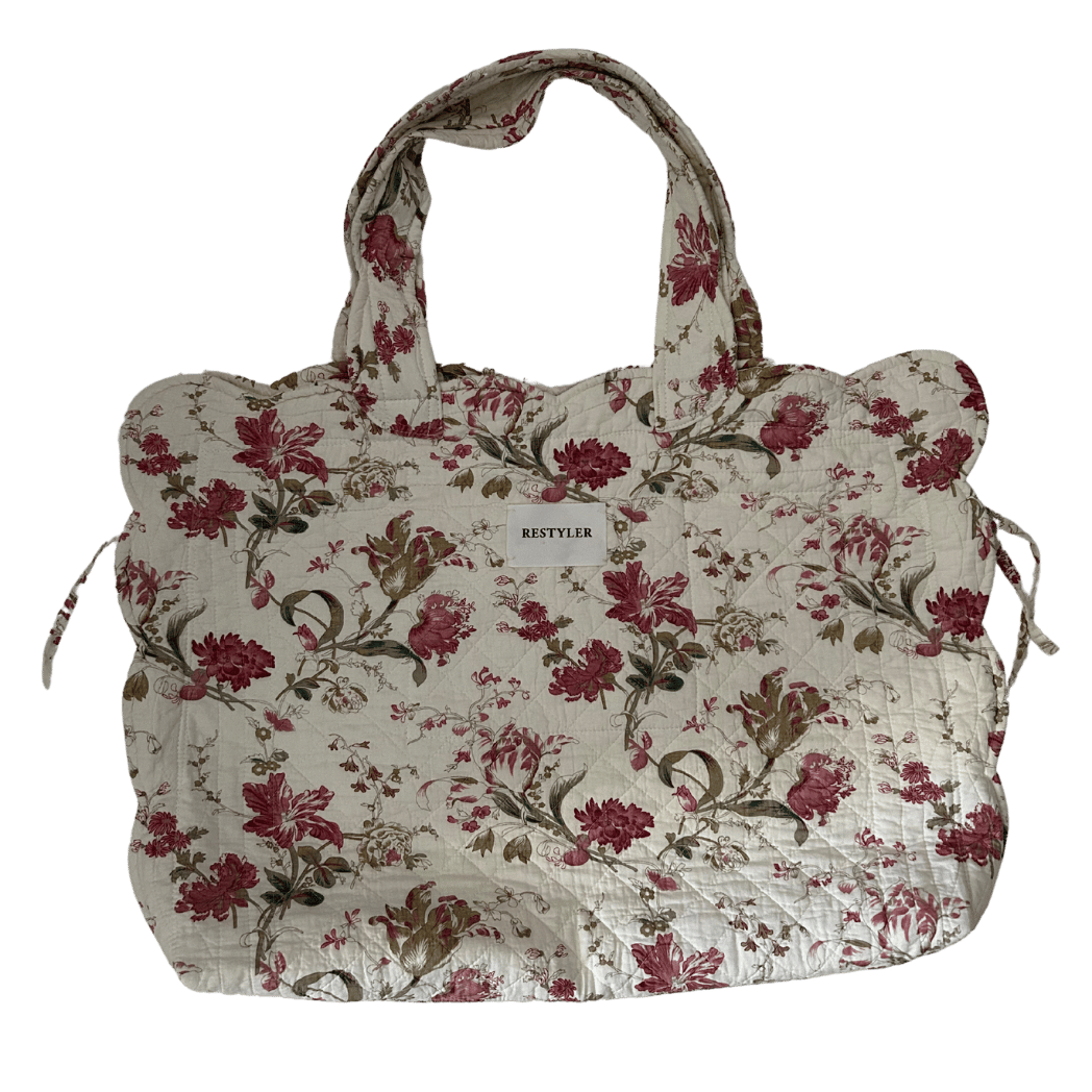 Pikowana torba vintage z recyklingowej narzuty – floral cottagecore - RESTYLER