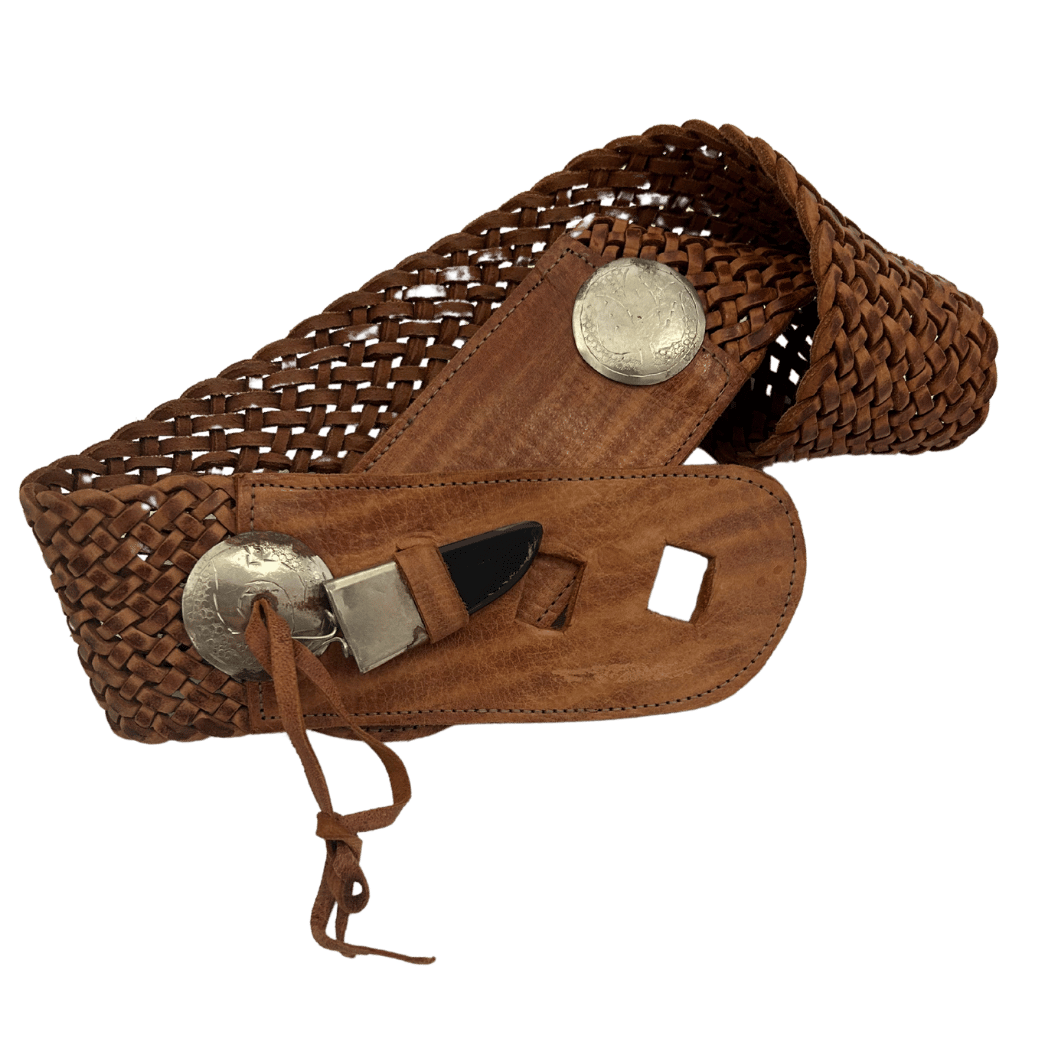 Vintage pleciony skórzany pasek w stylu western - RESTYLER