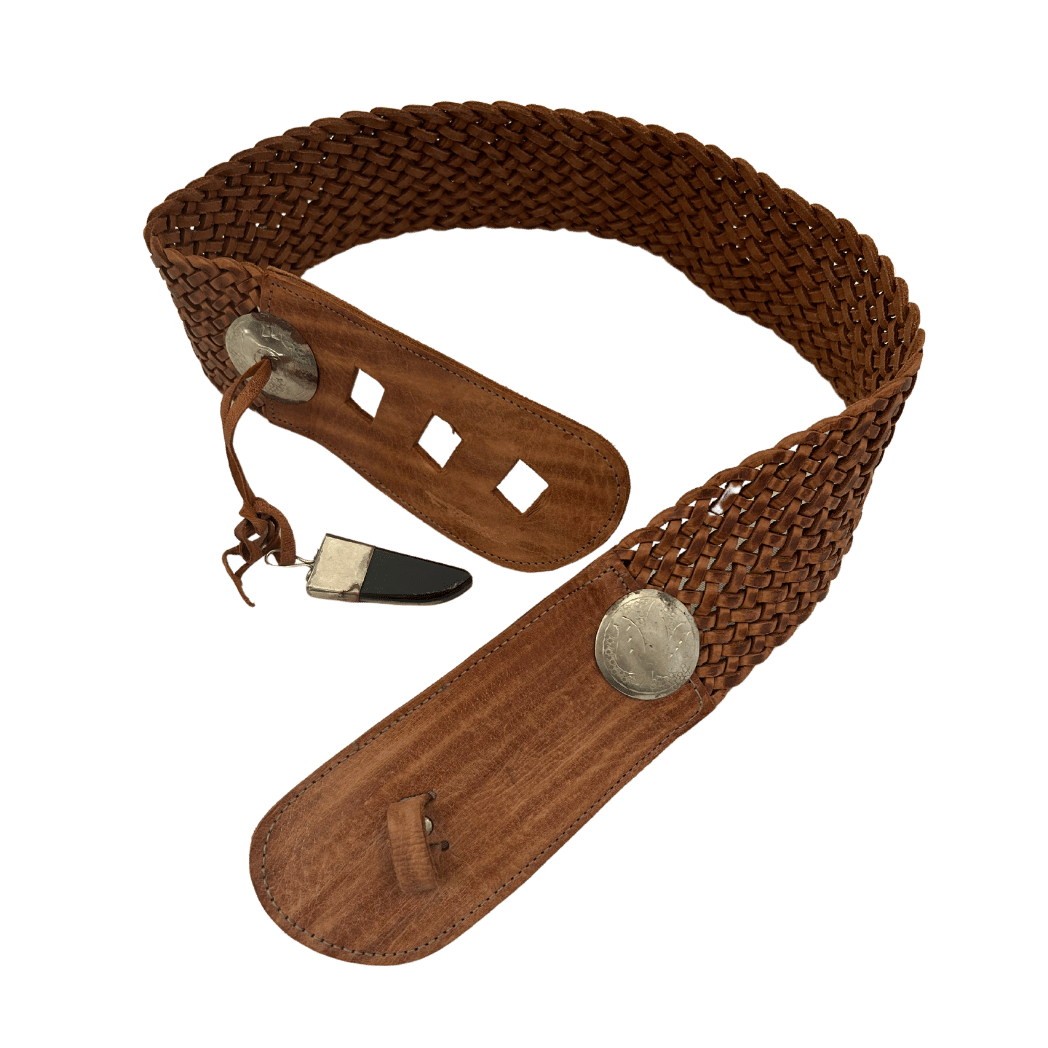 Vintage pleciony skórzany pasek w stylu western - RESTYLER