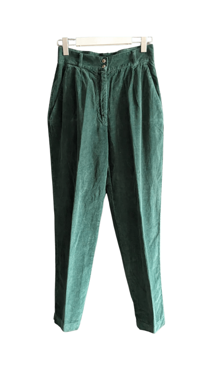 Zielone sztruksowe spodnie vintage Rene Lezard– styl retro w eleganckim wydaniu - RESTYLER