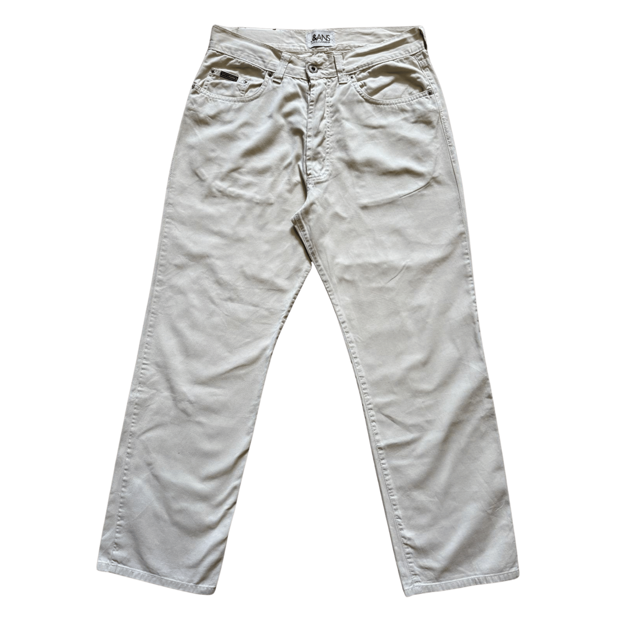 Beżowe spodnie Dolce & Gabbana Jeans – klasyczny fason, bawełna premium