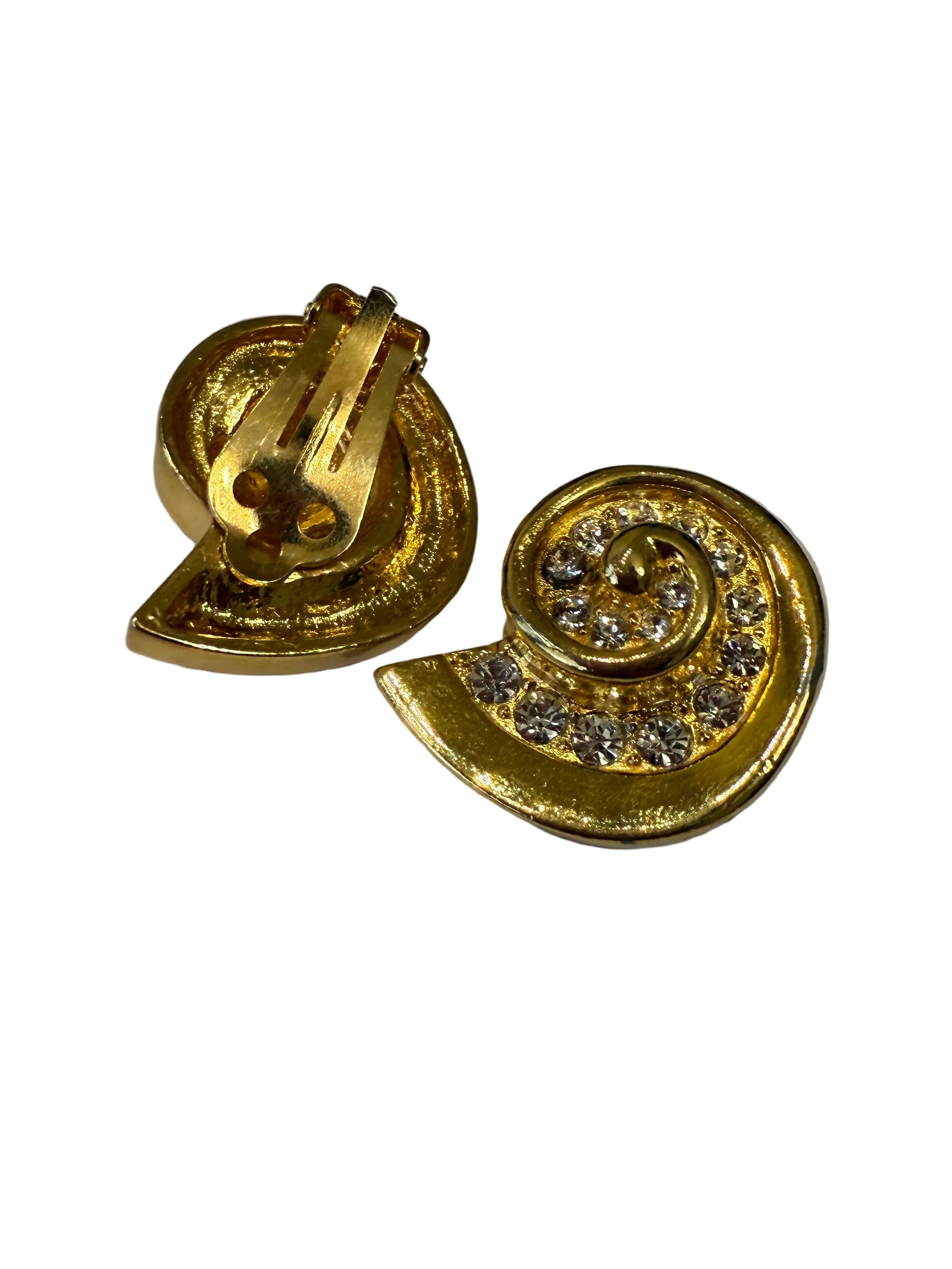 Vintage klipsy ślimaki z cyrkoniami