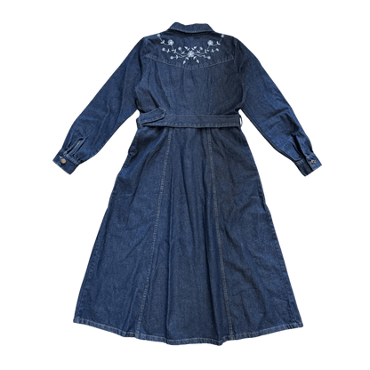 Nobody's Child Embroidered Long Denim Shirt Dress