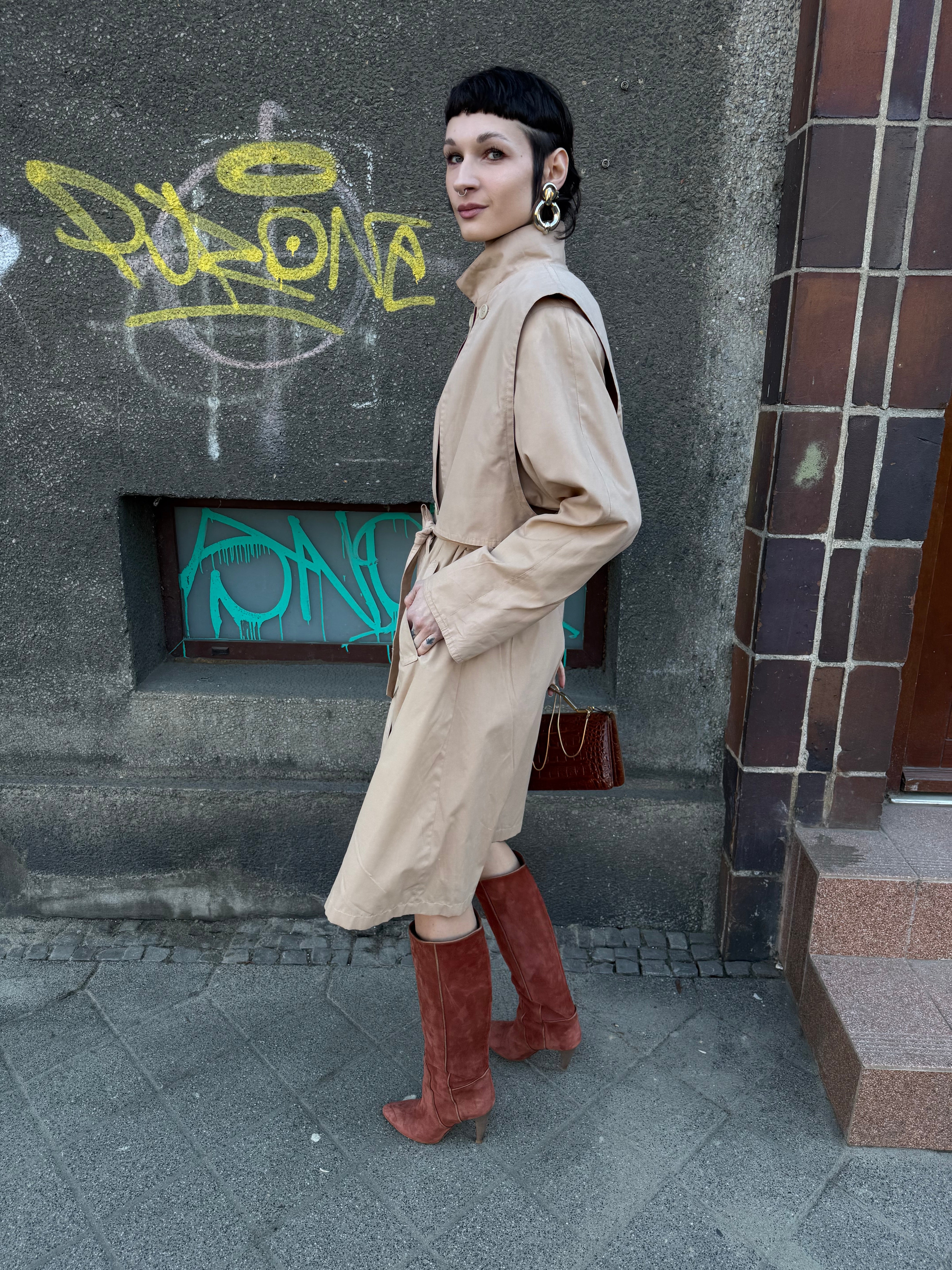 Vintage trencz beżowy