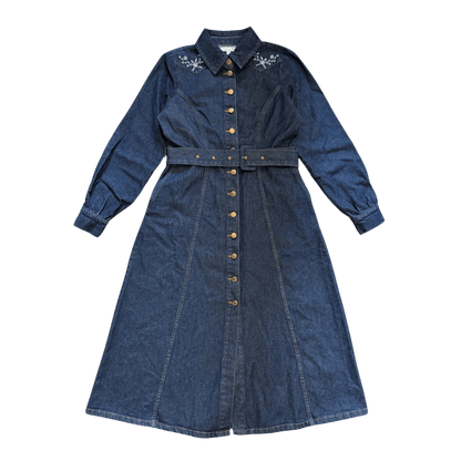 Nobody's Child Embroidered Long Denim Shirt Dress