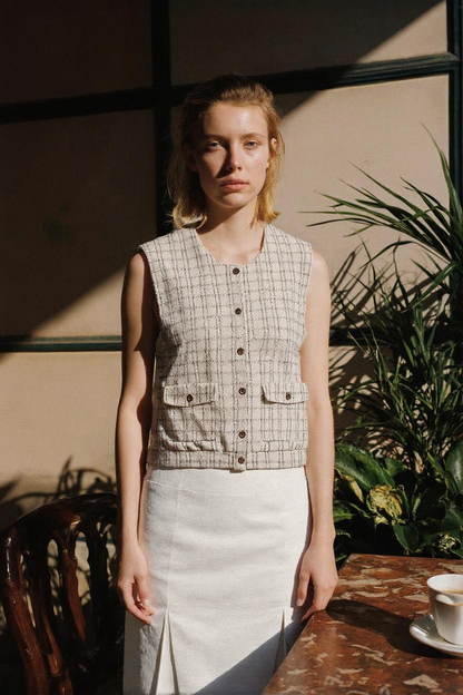 Women's checked vest with pockets - HOLLY &amp; WHYTE by Lindex