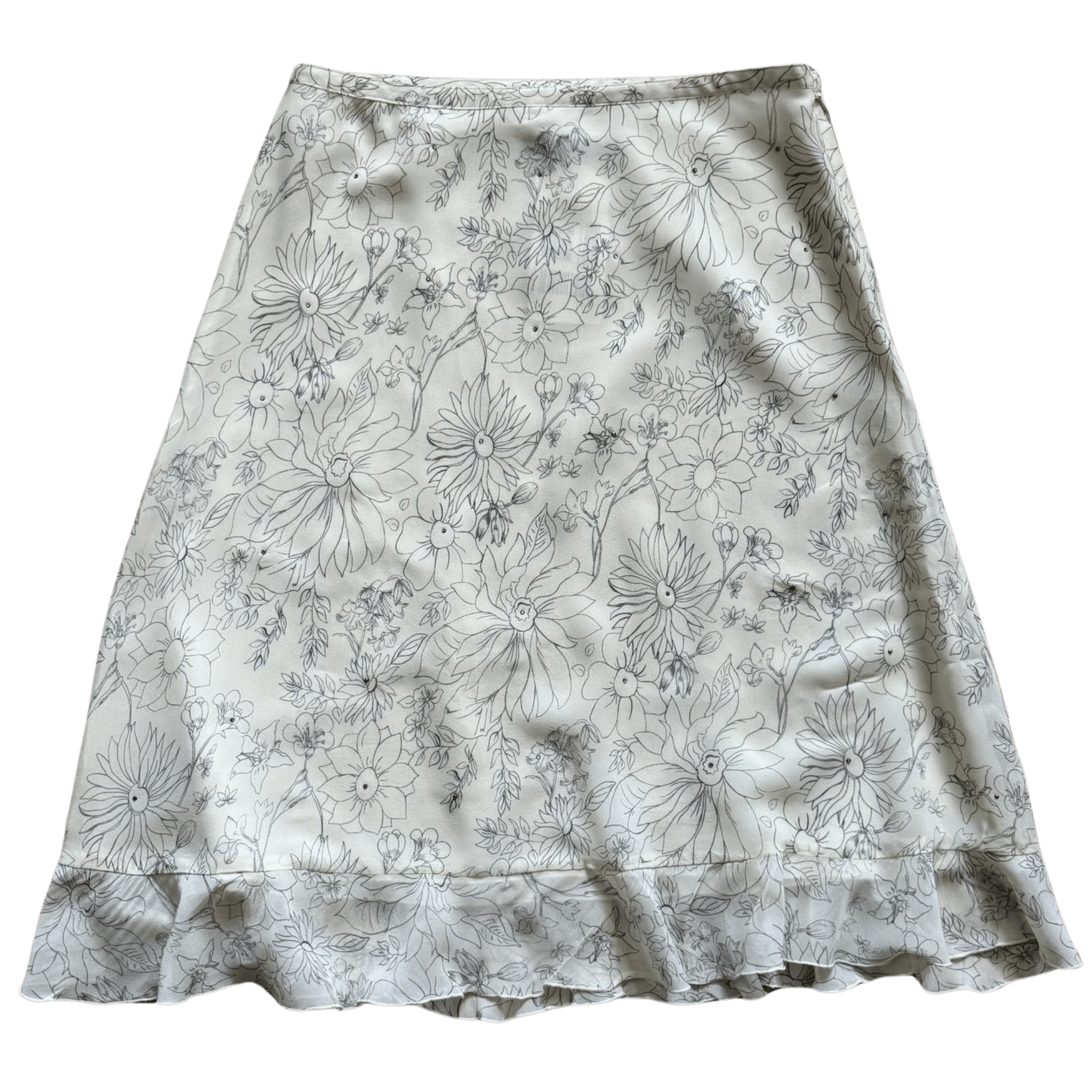 Floral silk skirt with ruffles – a romantic summer midi skirt