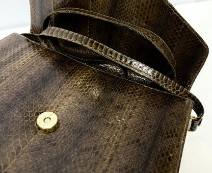 Vintage torebka ze skóry zielono brązowa