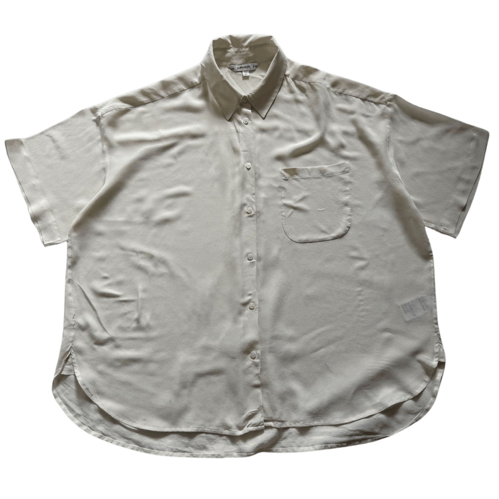 Oversized &amp;other stories shirt with short sleeves in ecru – silky material, minimalist style