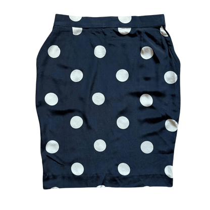 Women's black pencil skirt with white polka dots - midi, retro style