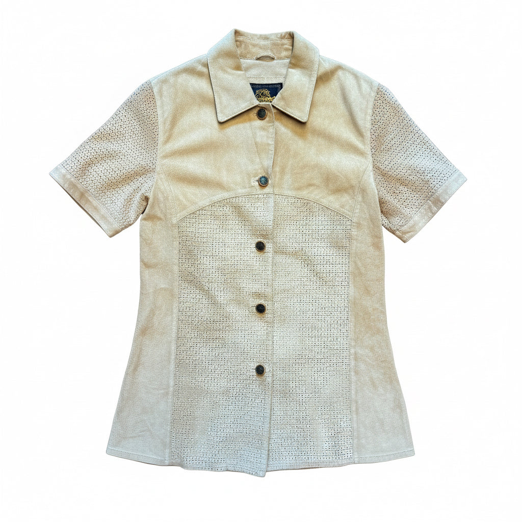 Zamszowa koszula z ażurowymi wstawkami