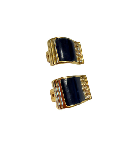 Vintage klipsy granatowa fala