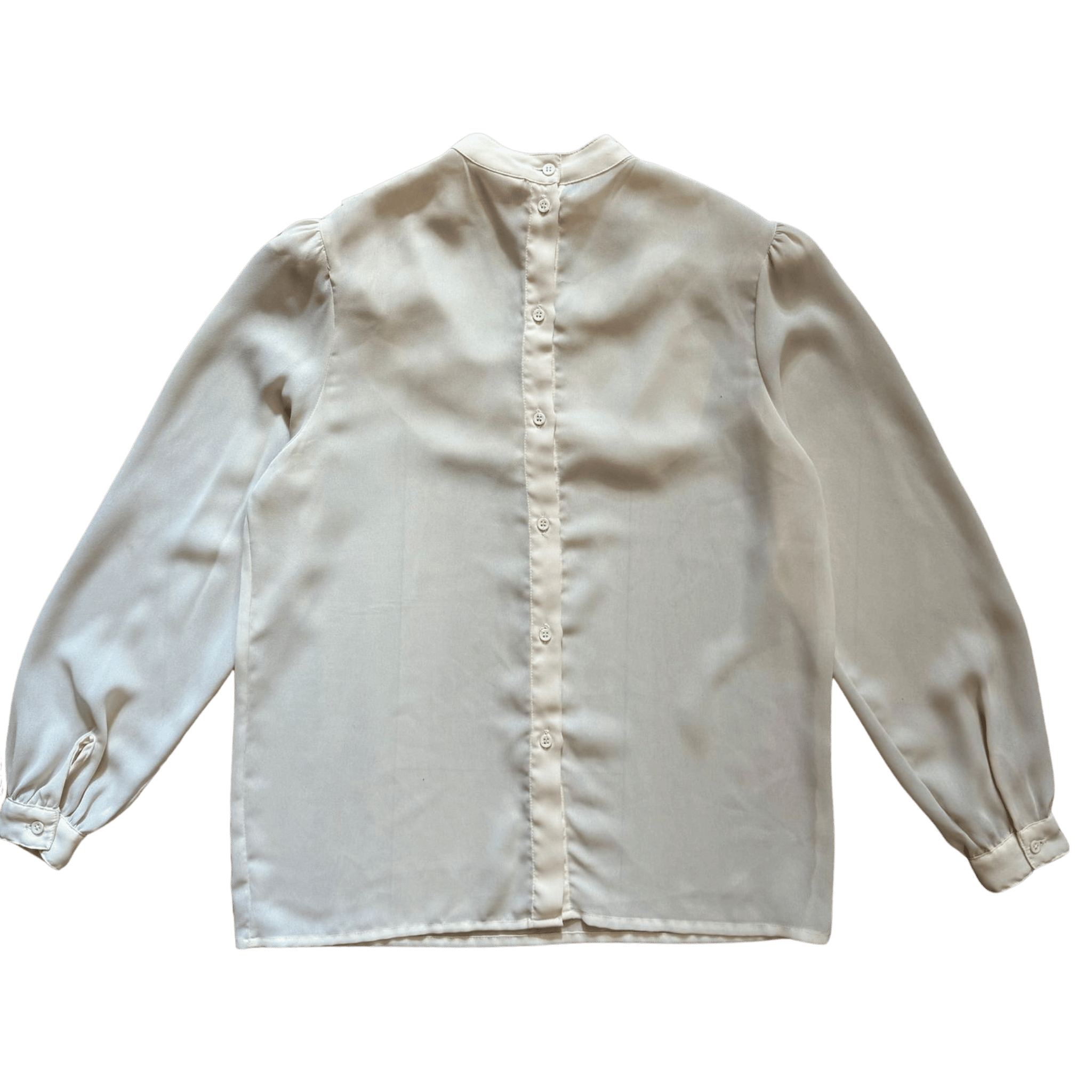 Elegant Women's Vintage Queen of Saba Long Sleeve Shirt with Pleated Collar - Cream