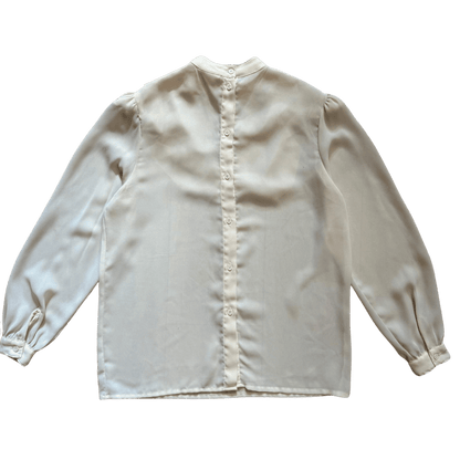 Elegant Women's Vintage Queen of Saba Long Sleeve Shirt with Pleated Collar - Cream