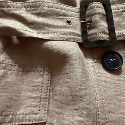 Hallhuber Linen Shirt Jacket with Belt – Beige Shirt Dress with Pockets