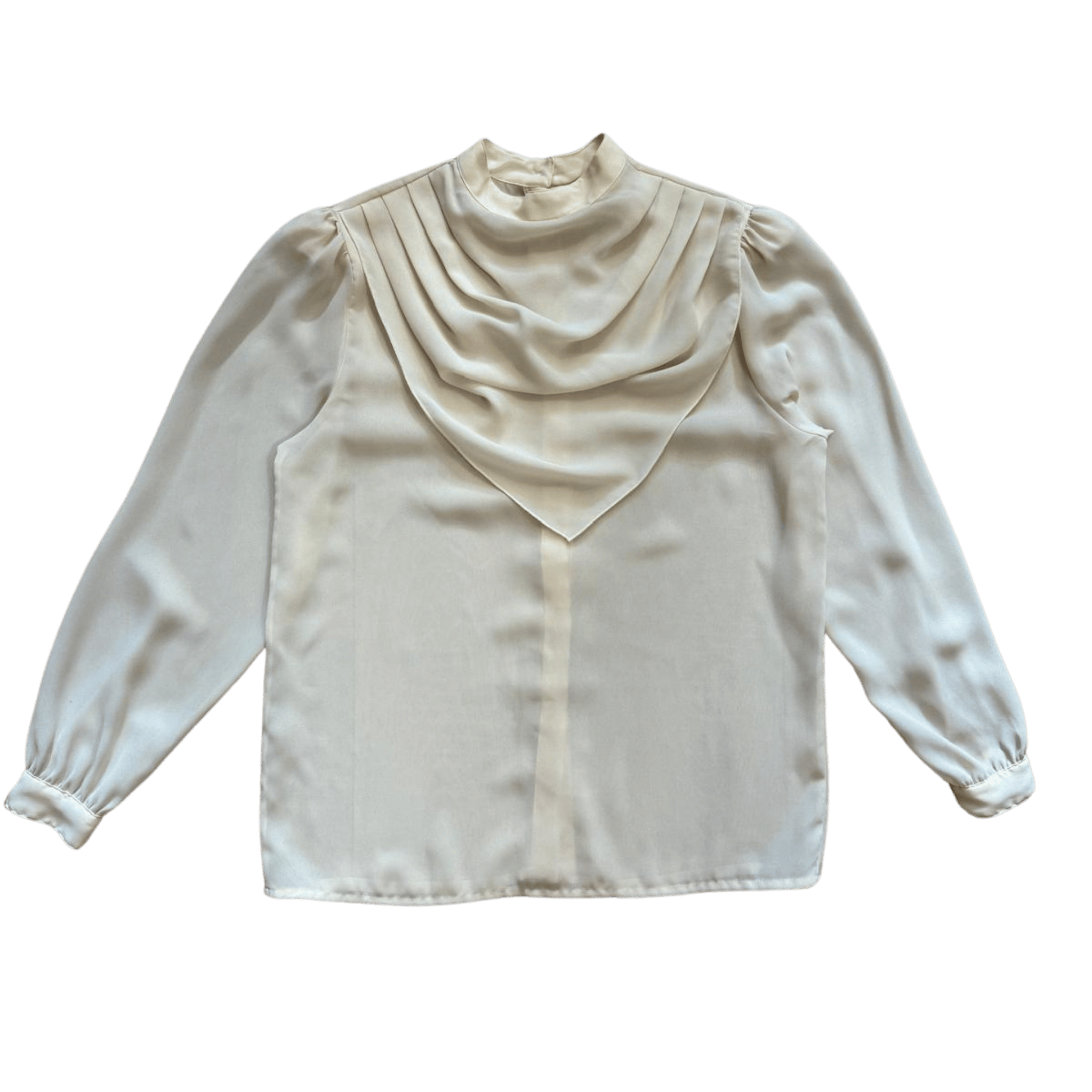 Elegant Women's Vintage Queen of Saba Long Sleeve Shirt with Pleated Collar - Cream