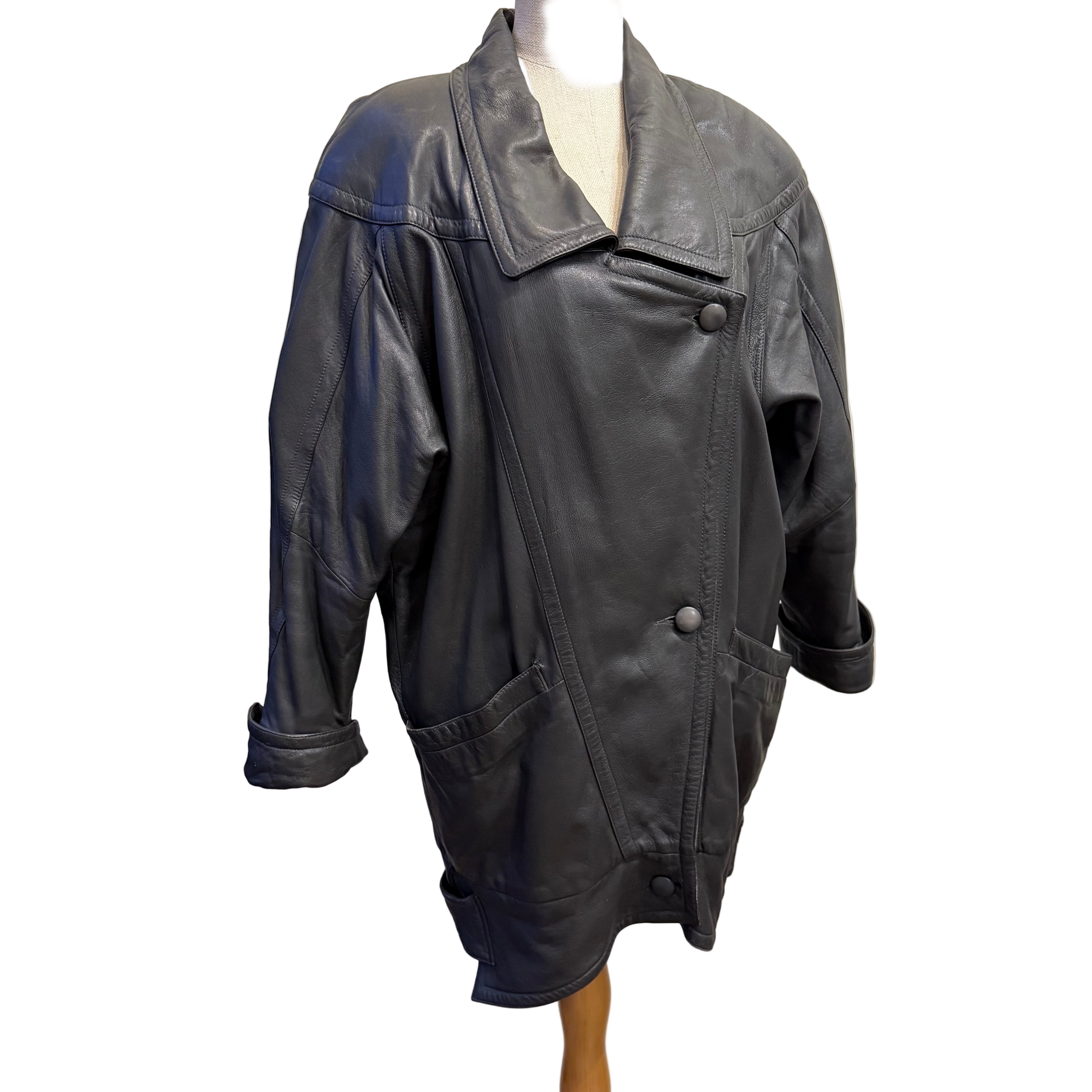 Ocieplana vintage kurtka skórzana