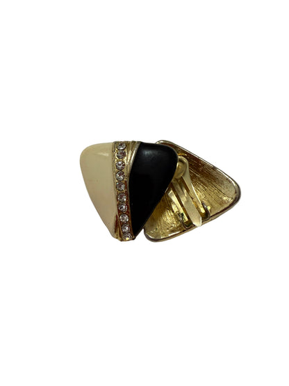 Klipsy vintage kremowo czarne