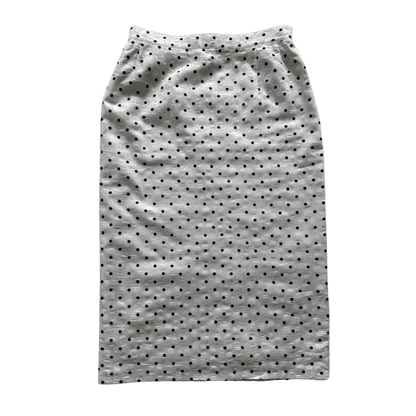 Komplet vintage: biały żakiet i spódnica midi w czarne grochy – elegancki zestaw retro Hensel