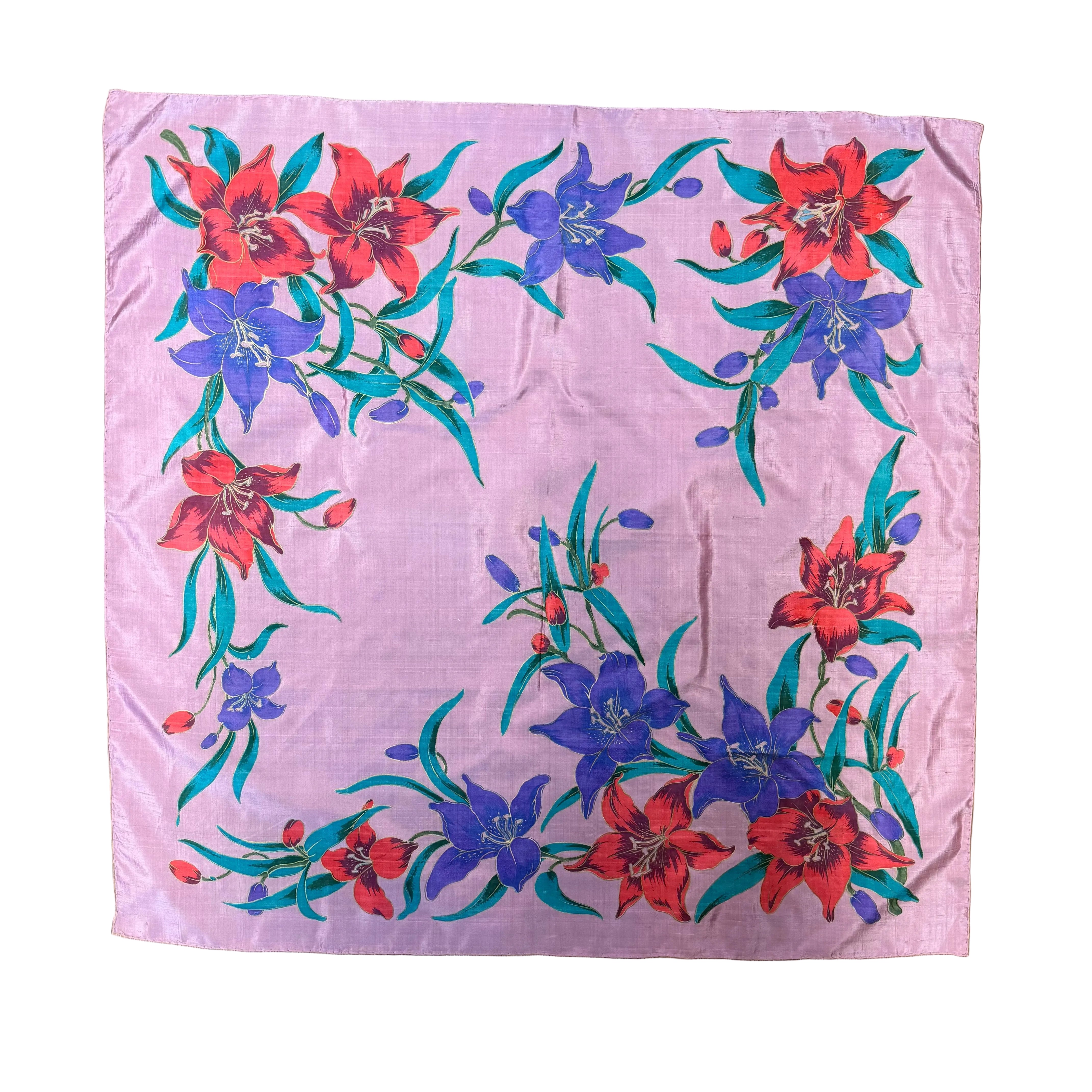 Duża apaszka jedwabna różowa