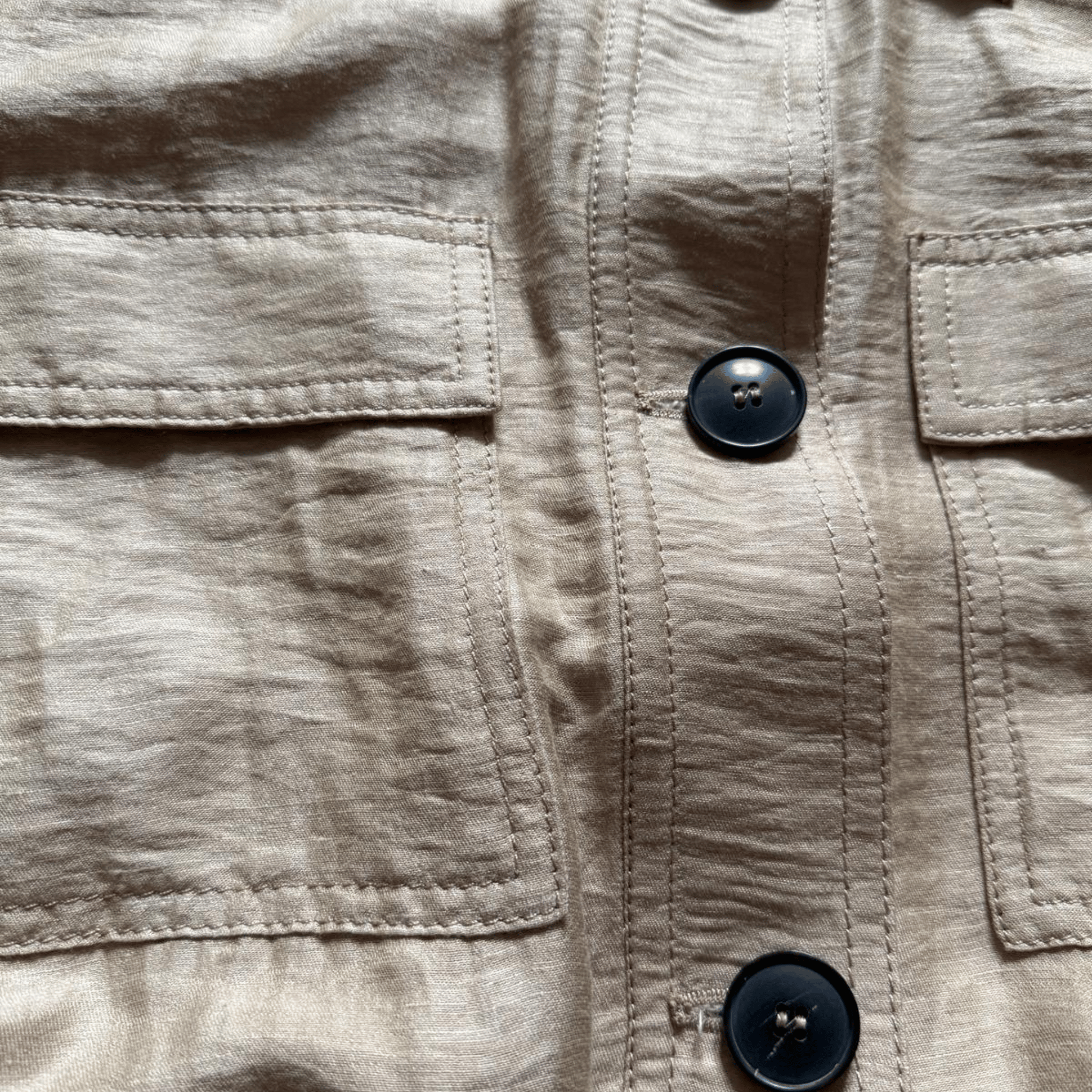 Hallhuber Linen Shirt Jacket with Belt – Beige Shirt Dress with Pockets
